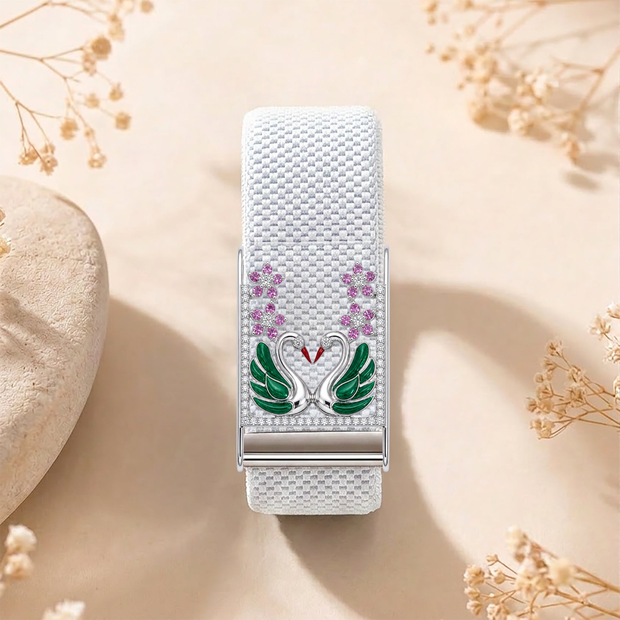 Swan Whoop Cover | Sterling Silver, Emerald, Pink Sapphire and Lab Grown Diamond