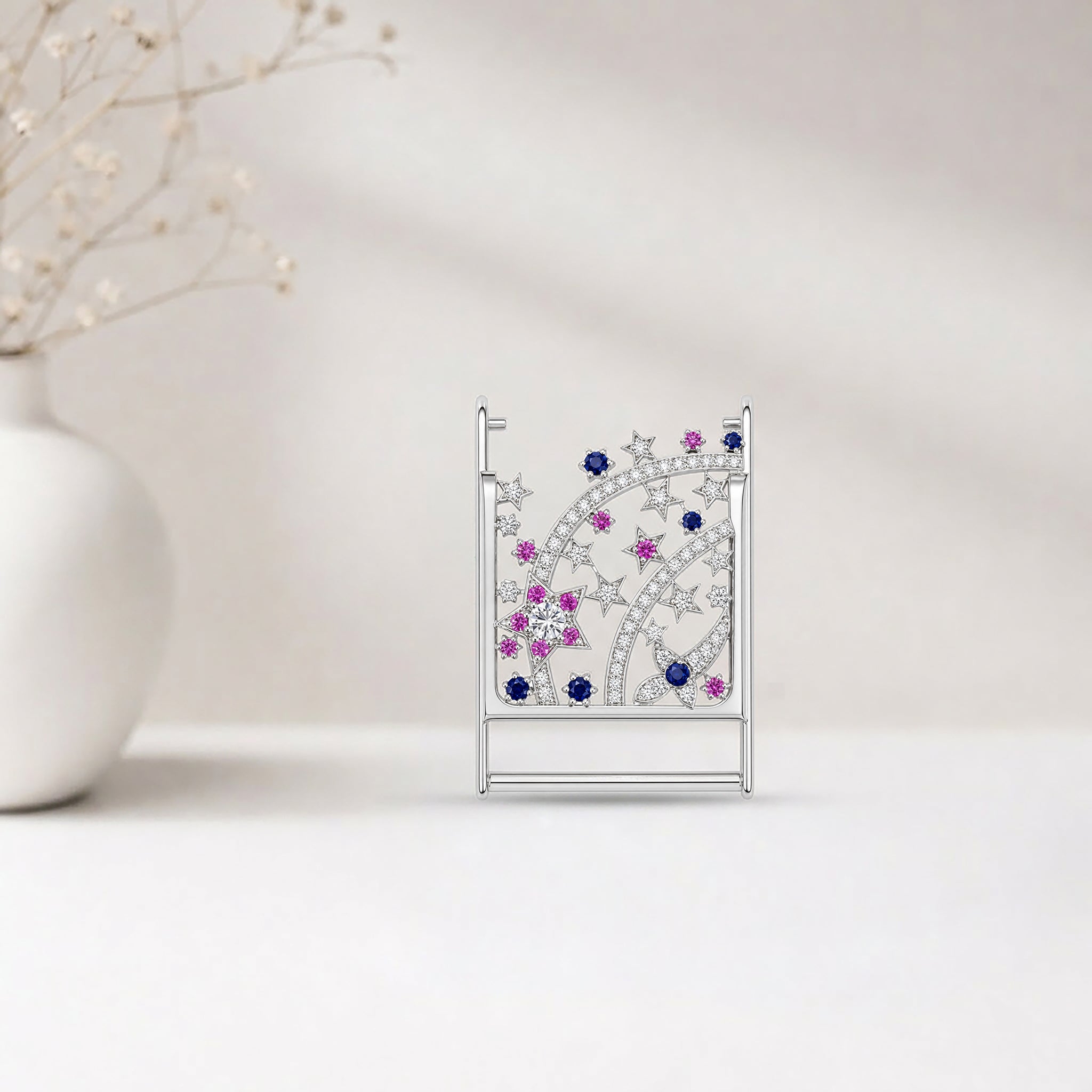 Shooting Star Whoop Cover | Sterling Silver, Pink Sapphire, Blue Sapphire and Lab Grown Diamond