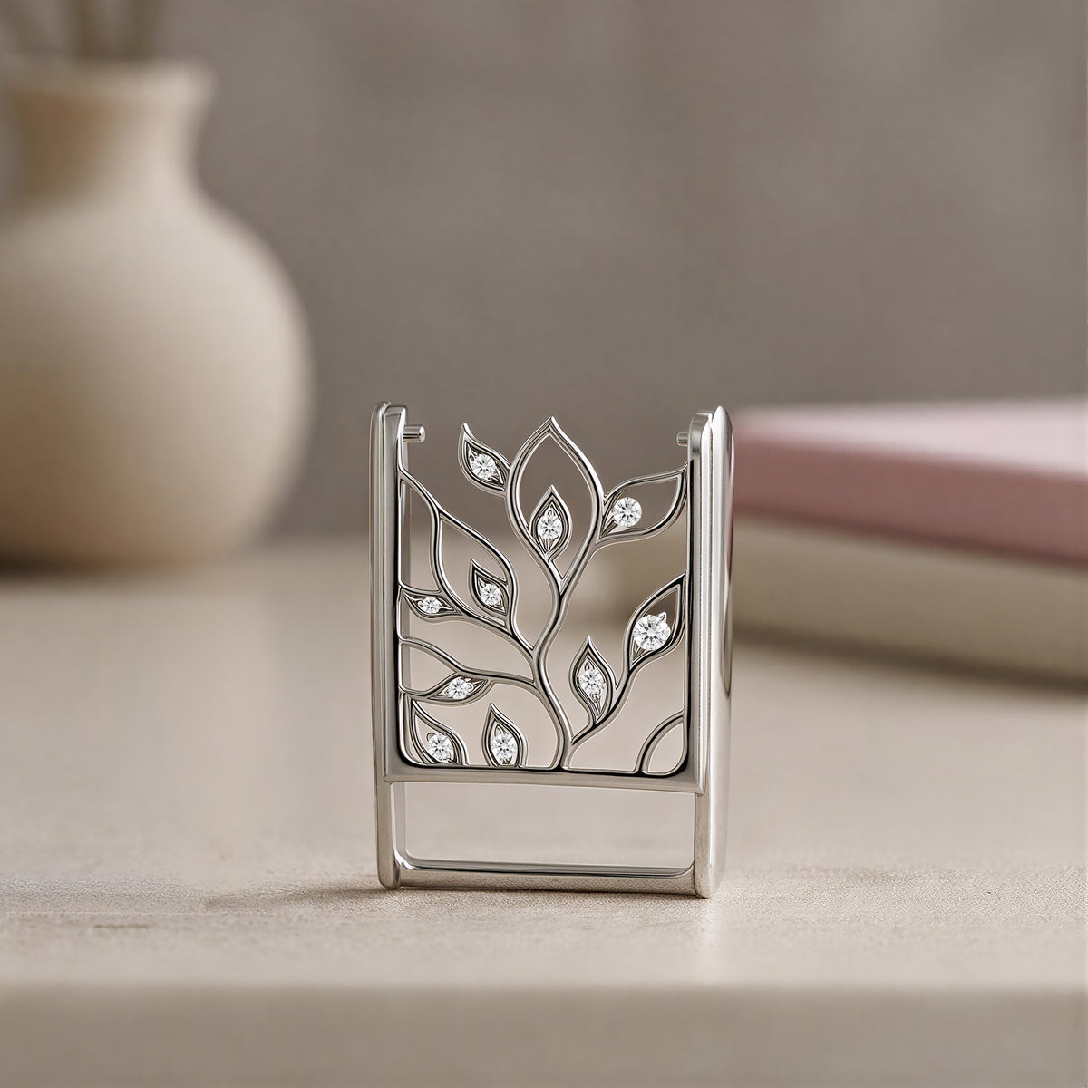 IVY LEAF WHOOP COVER | SILVER AND LAB GROWN DIAMONDS