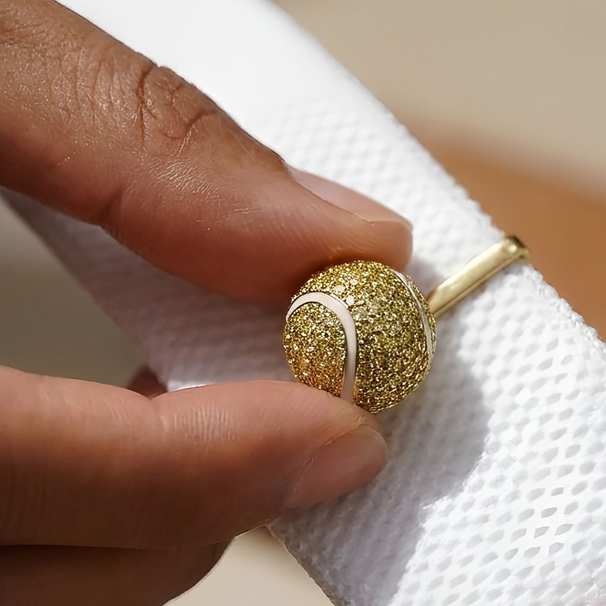 Bespoke Tennis Ball Whoop Accessory | 18K Yellow Gold & Diamonds