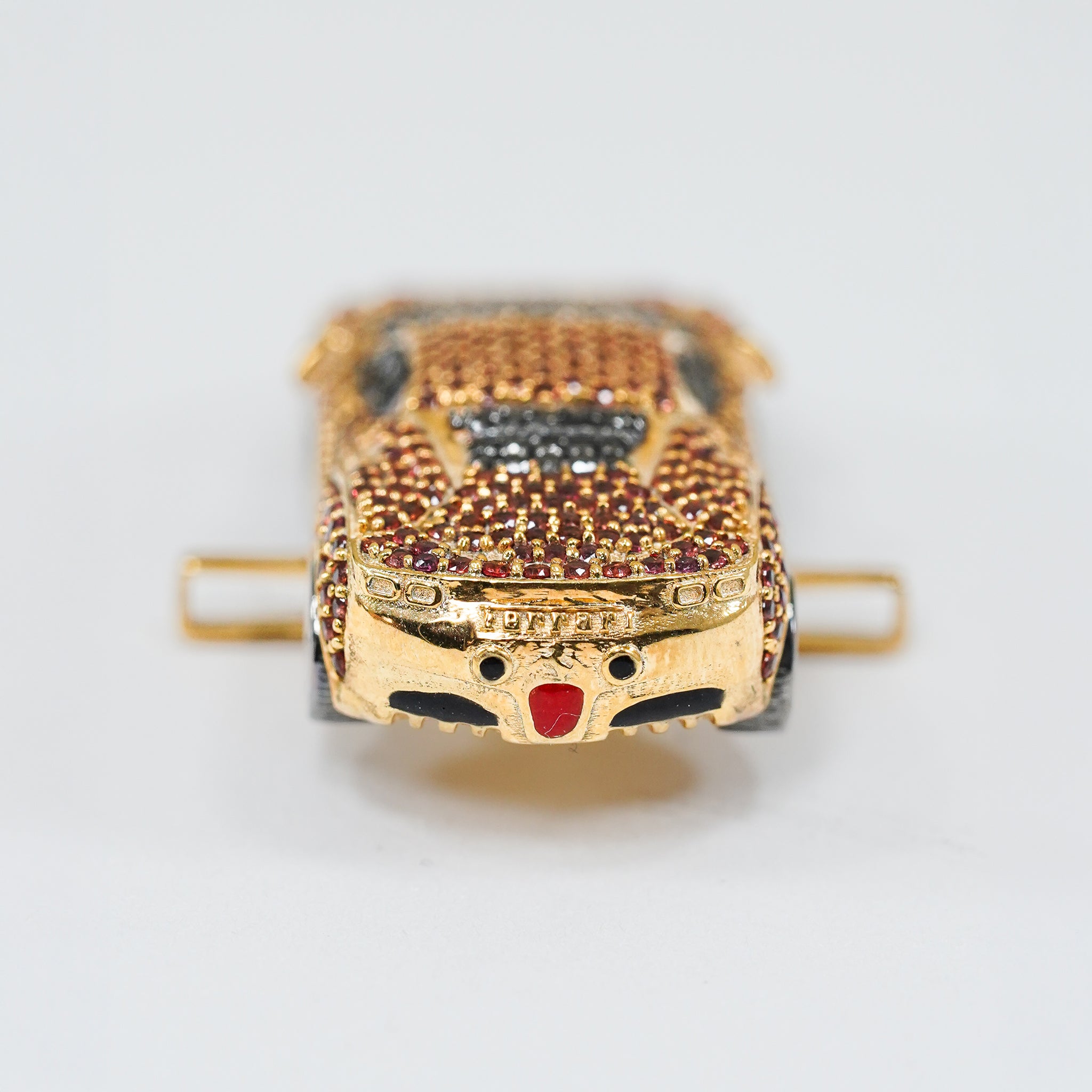 Bespoke Ferrari Whoop Accessory | 18K Yellow Gold, Red Sapphires & Black Diamonds