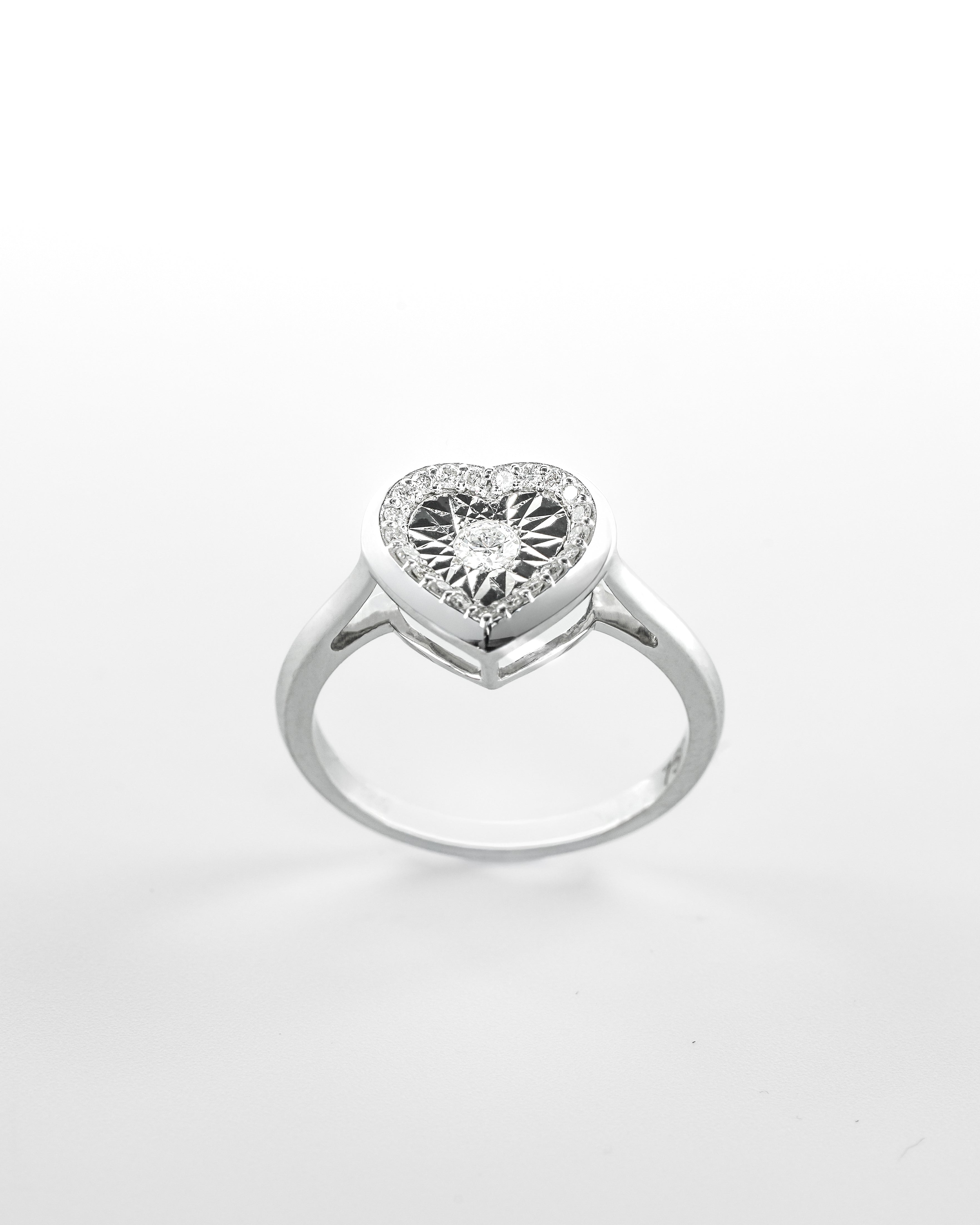 Heart Shaped White Gold Diamond Ring