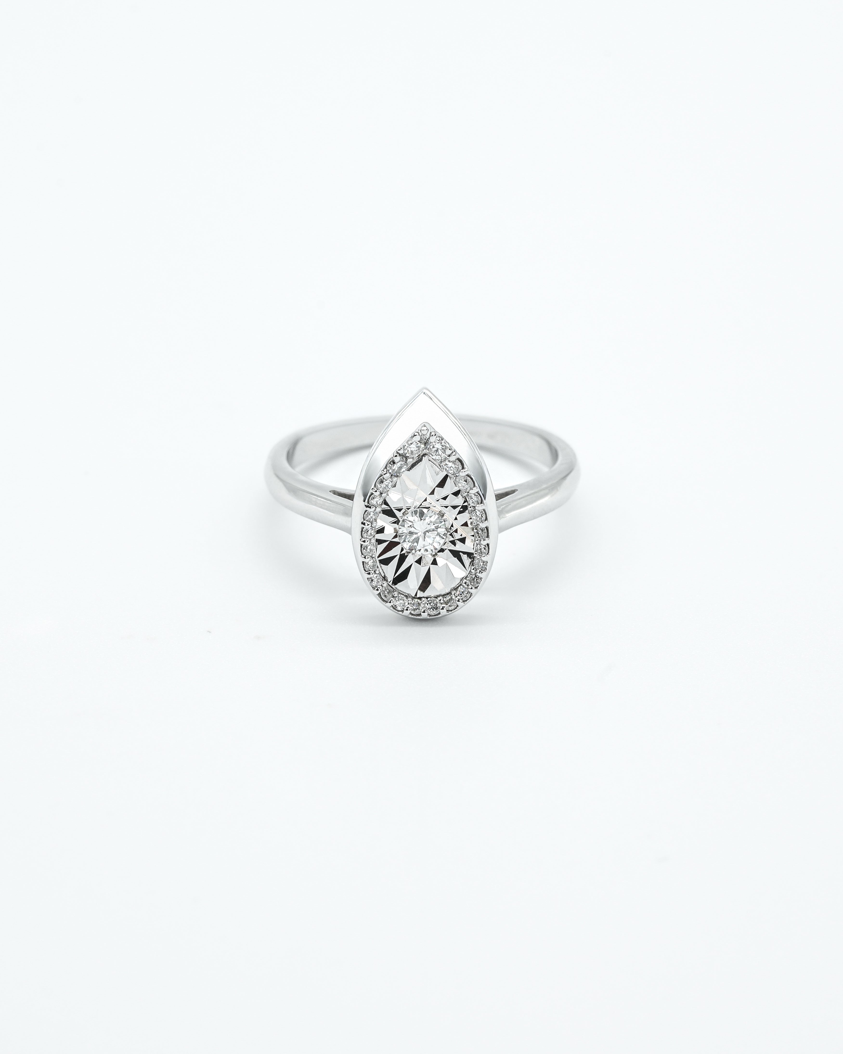 Pear Shaped White Gold Diamond Ring