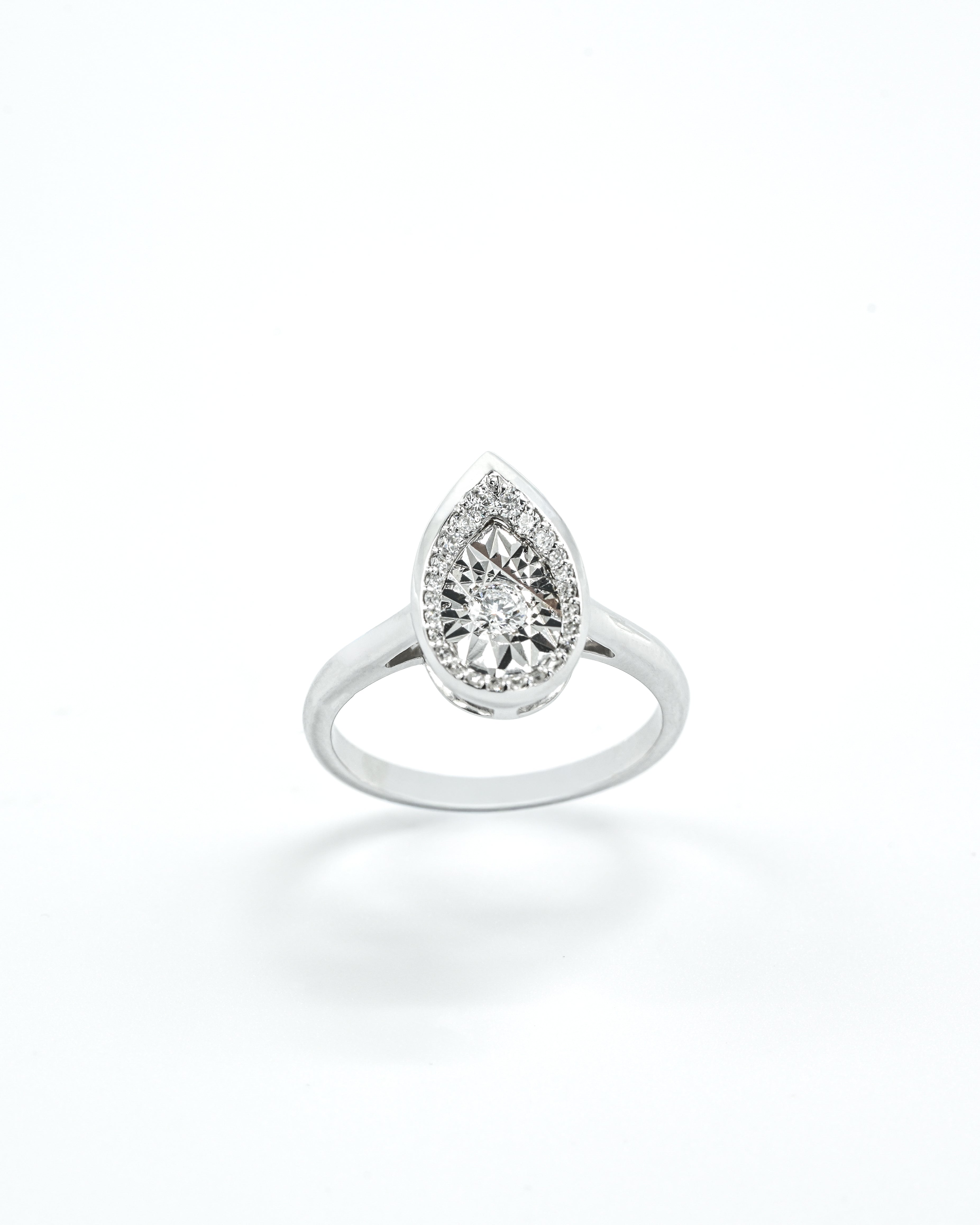Pear Shaped White Gold Diamond Ring