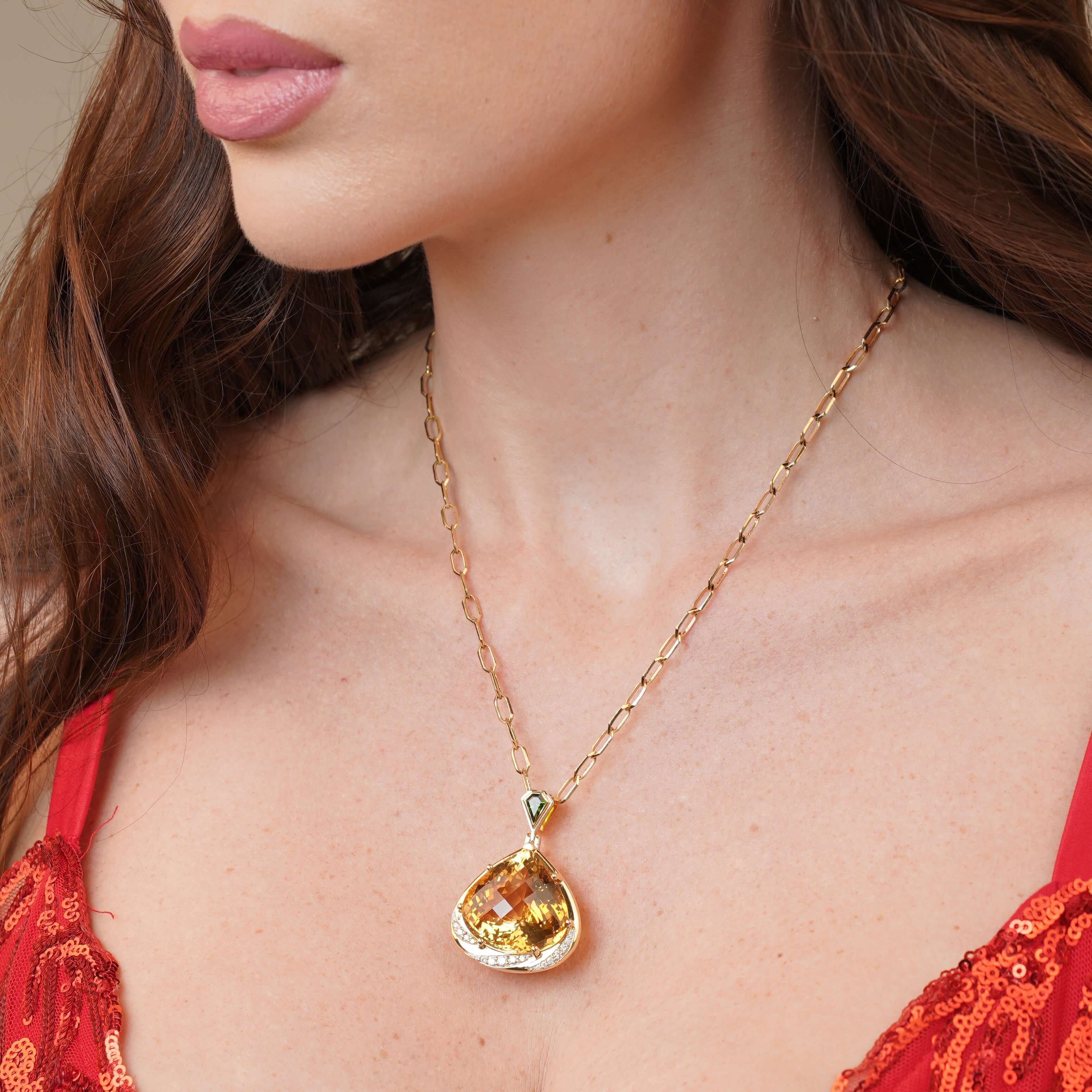 Sunset Droplet Necklace - 60 Ct - Citrine
