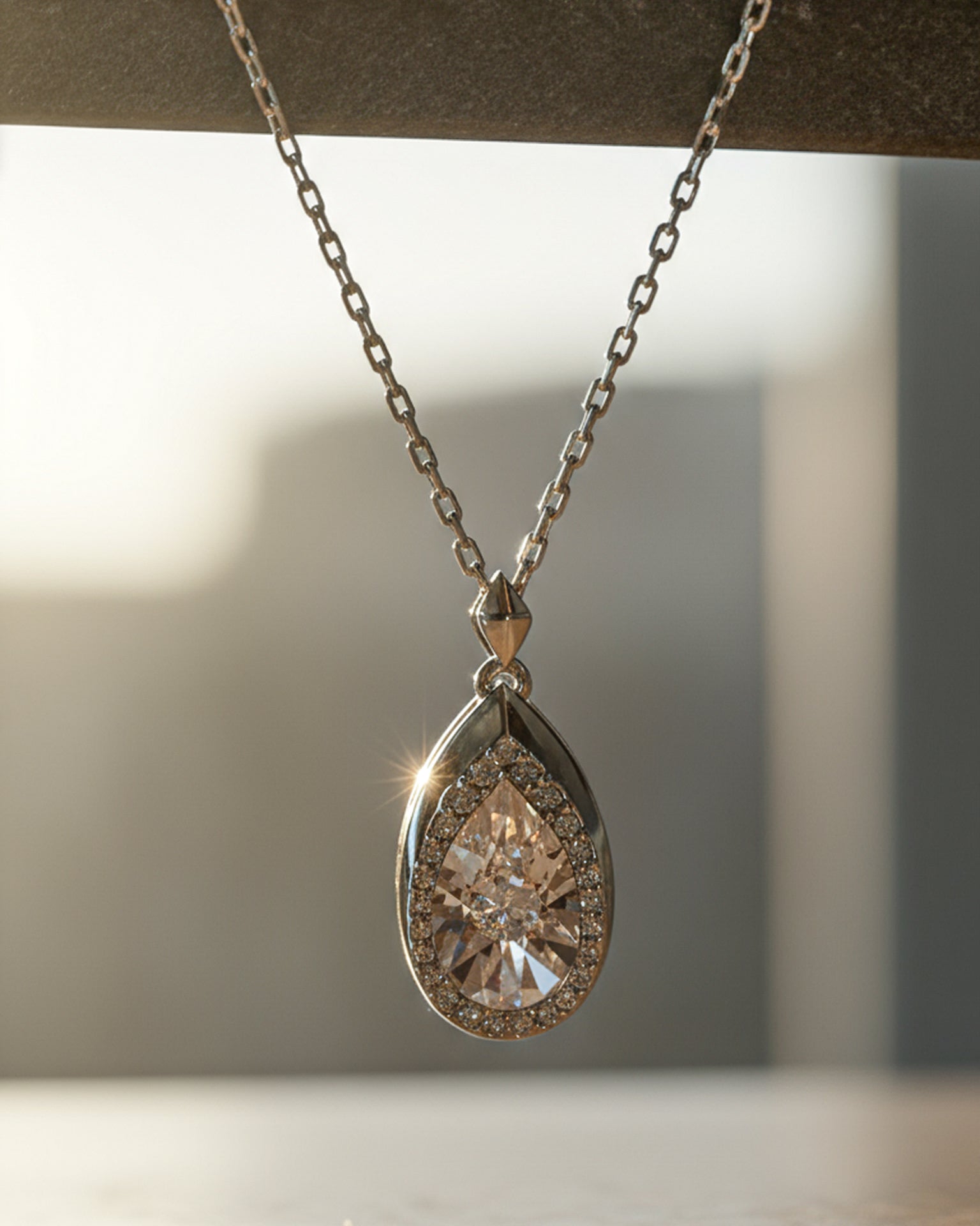 Pear Shaped Diamond Necklace
