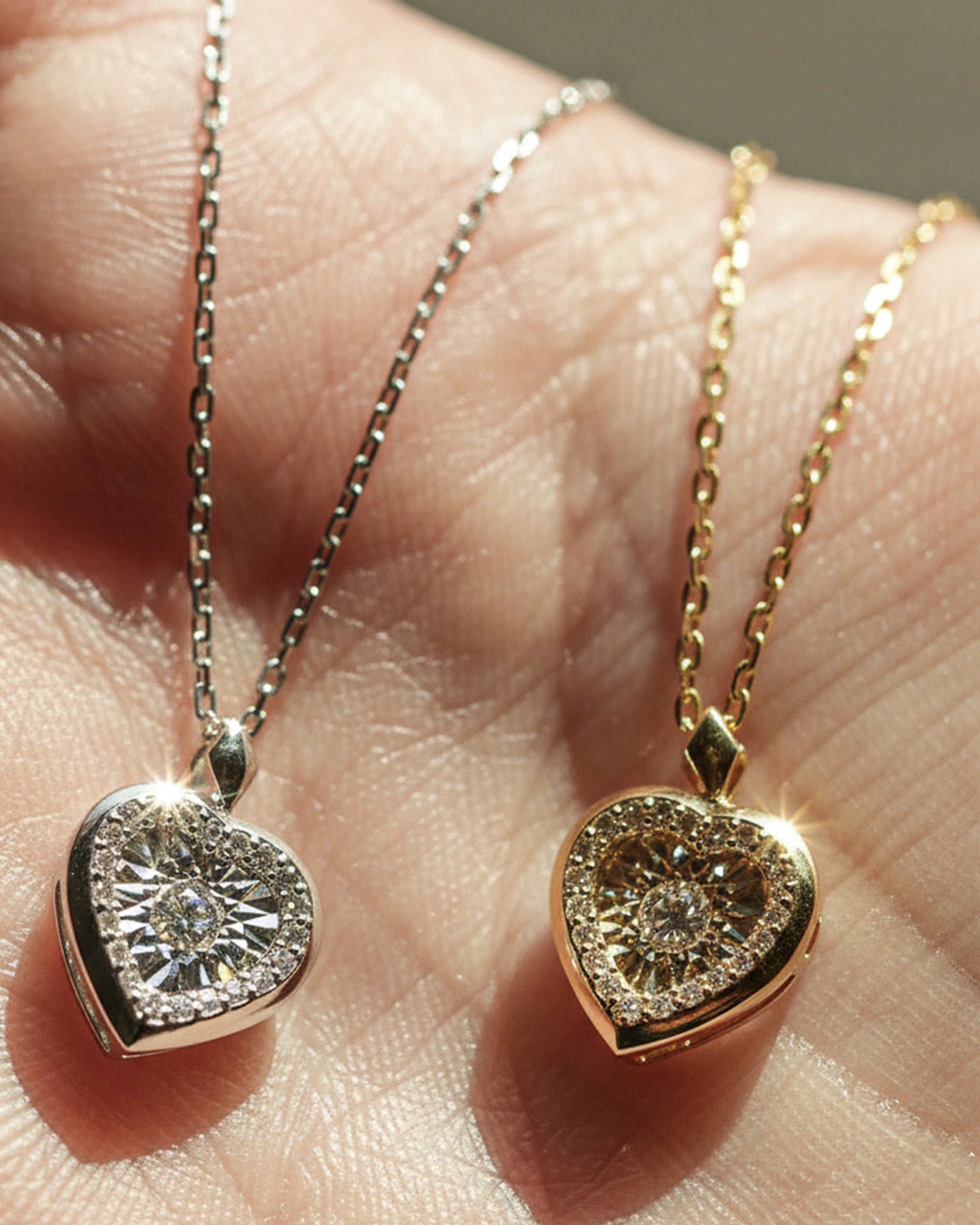Heart Shaped Gold Diamond Necklace