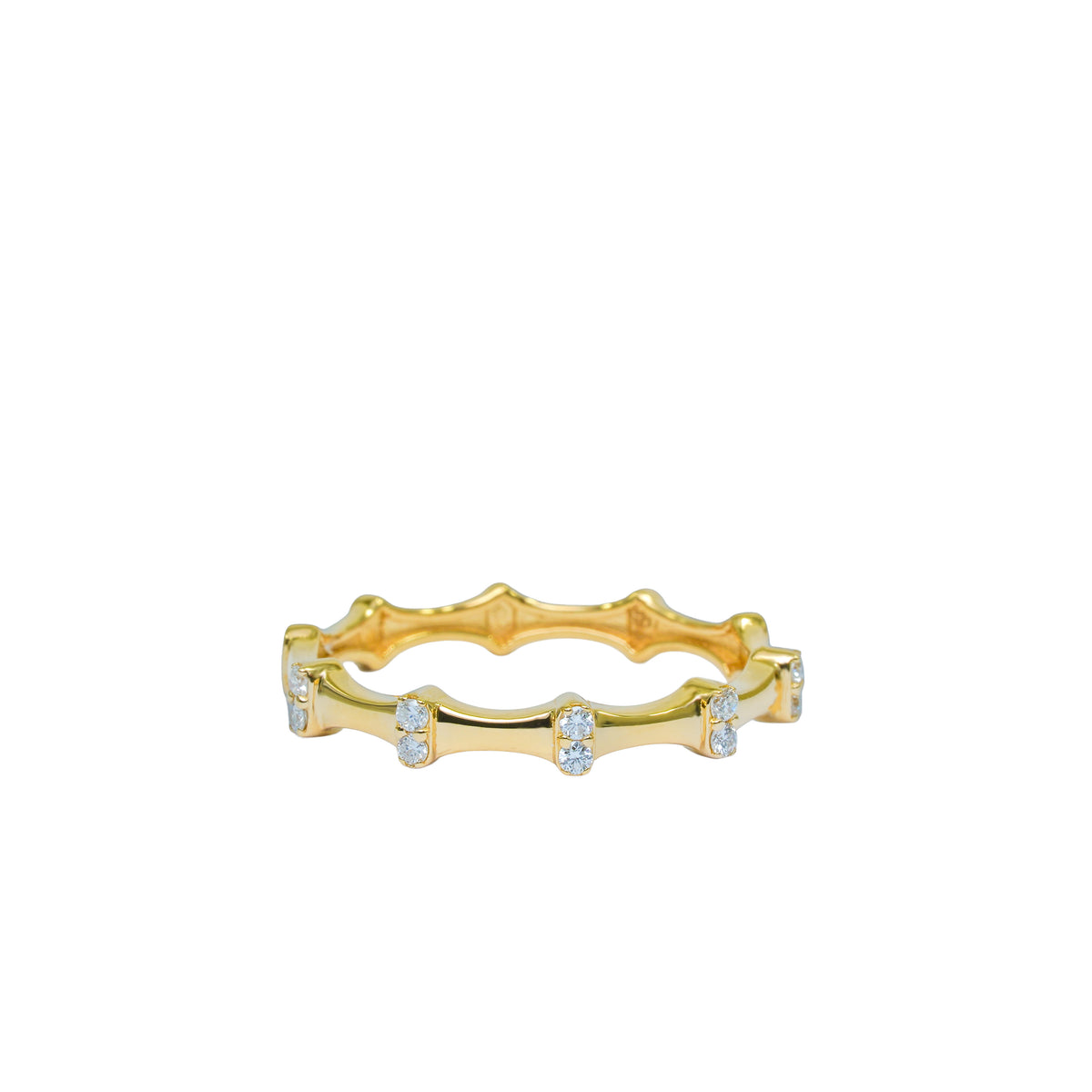 18K Gold Diamond Bamboo Eternity Ring