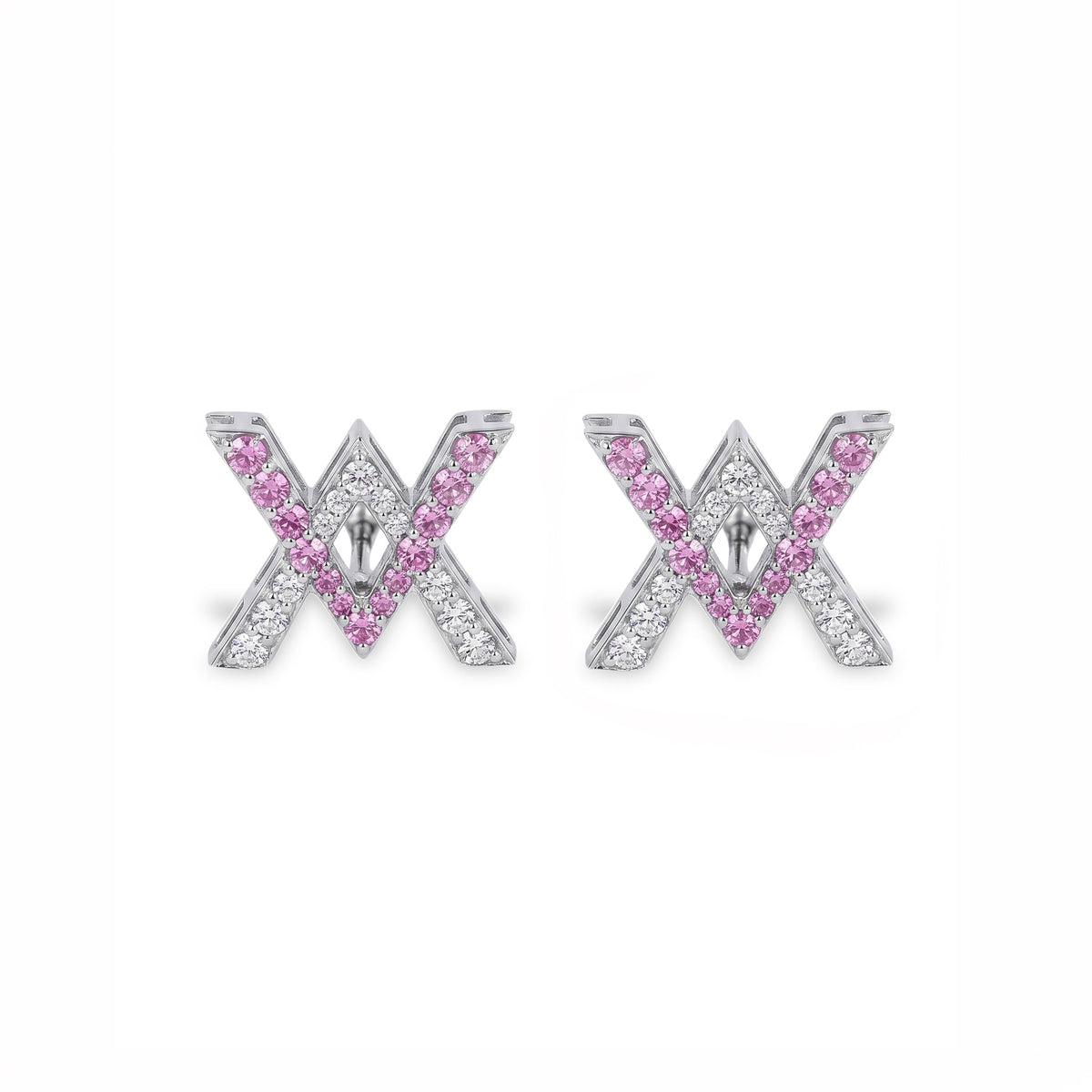 Diamond & Pink Sapphire Emblem Earrings