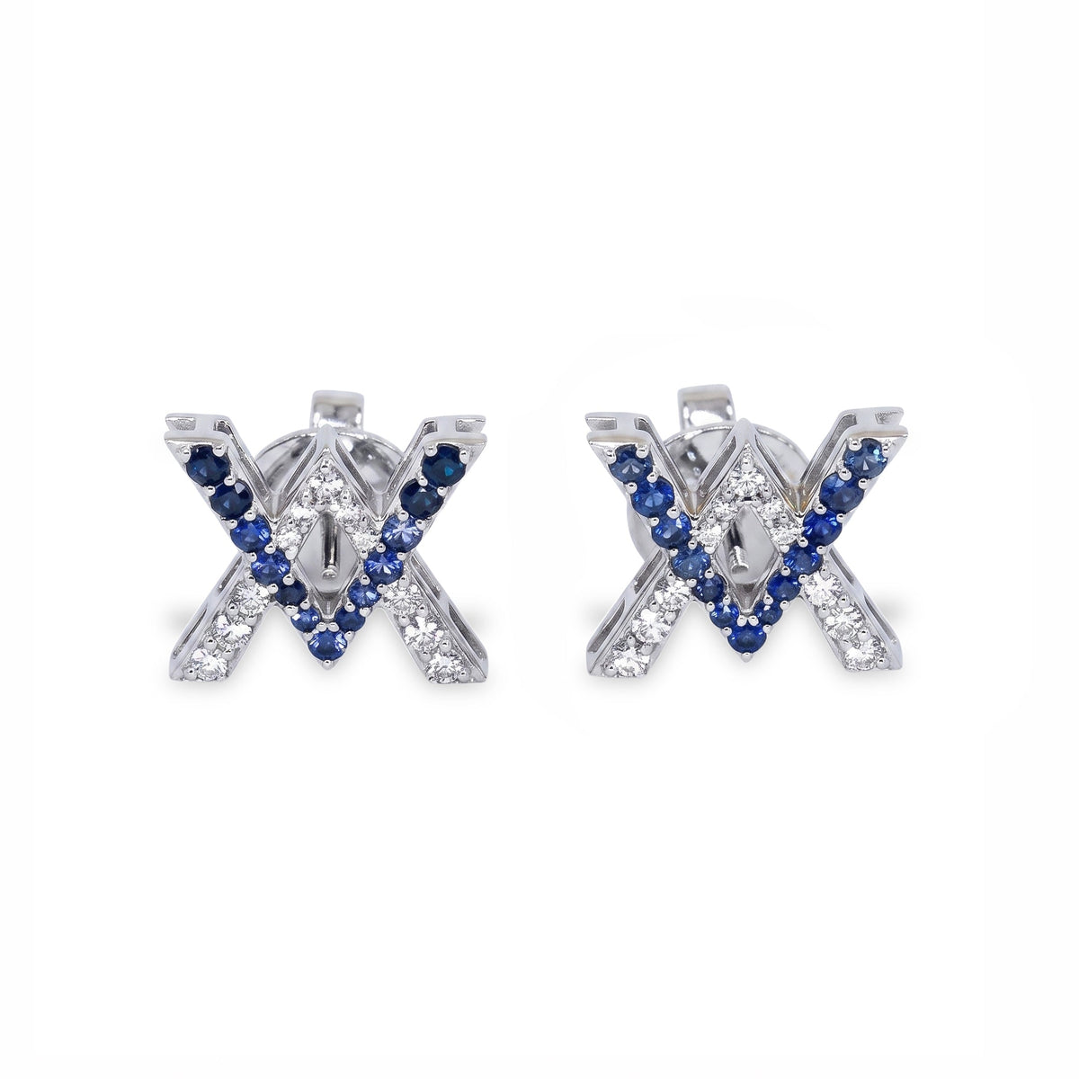 Diamond & Pink Sapphire Emblem Earrings, view 3