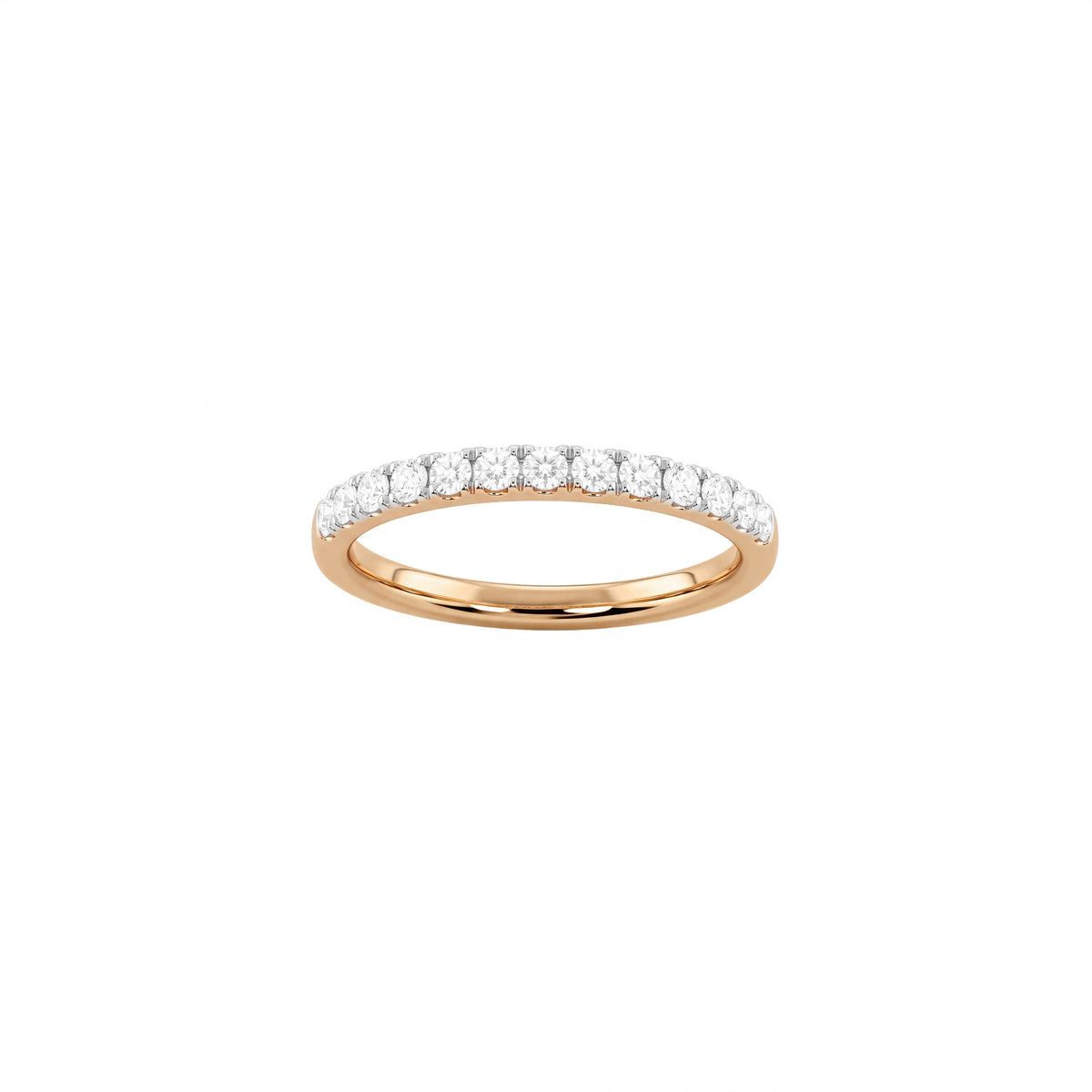 Diamond Half-Eternity Band in rose gold by Caleums