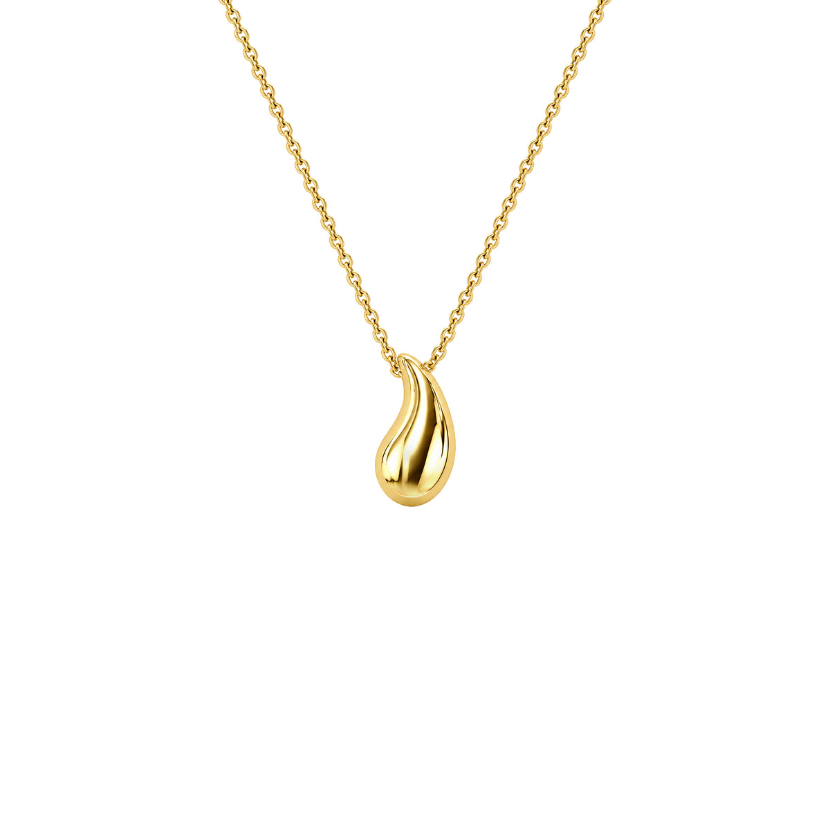 Gold Teardrop Necklace in yellow gold by Caleums