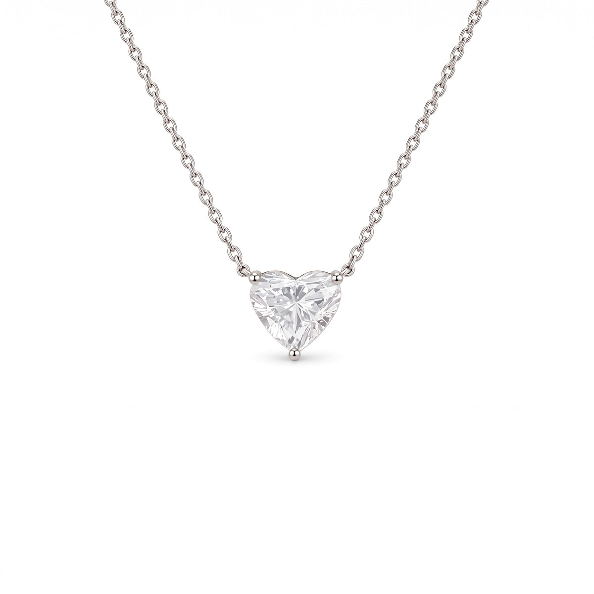 Heart Diamond Solitaire Necklace in white gold by Caleums
