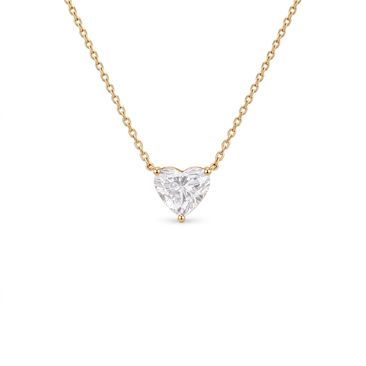 Heart Diamond Solitaire Necklace in yellow gold by Caleums
