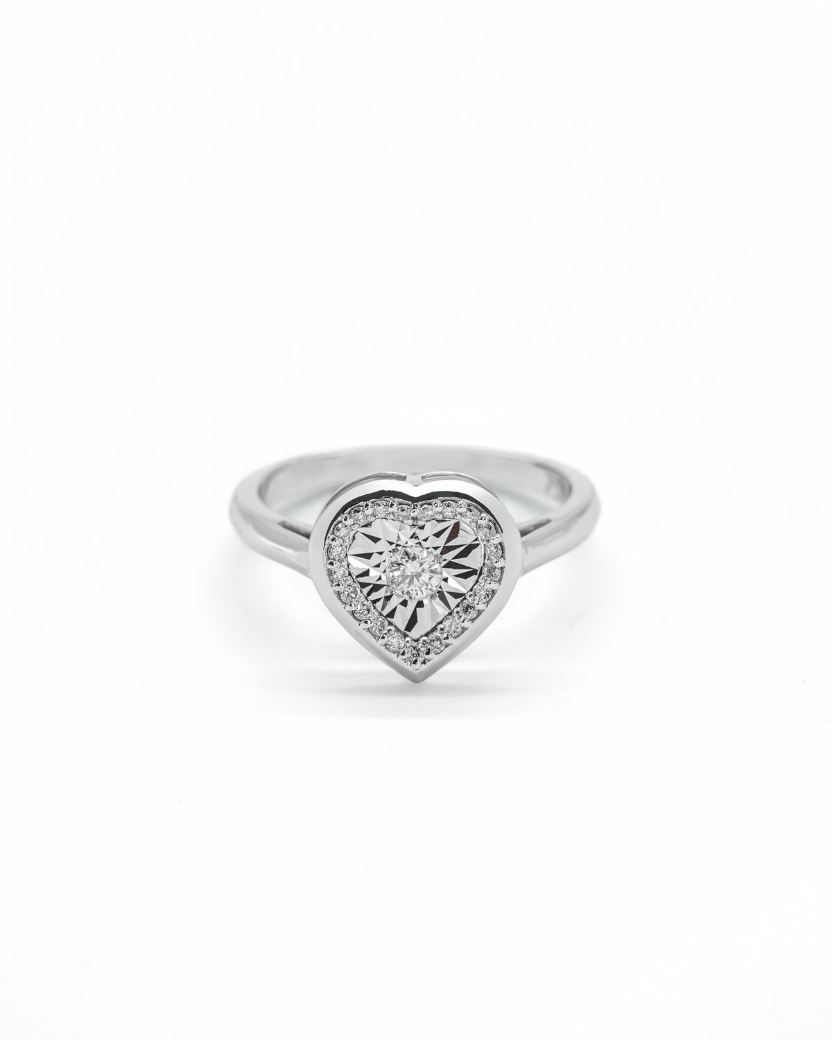 Heart Shaped White Gold Diamond Ring