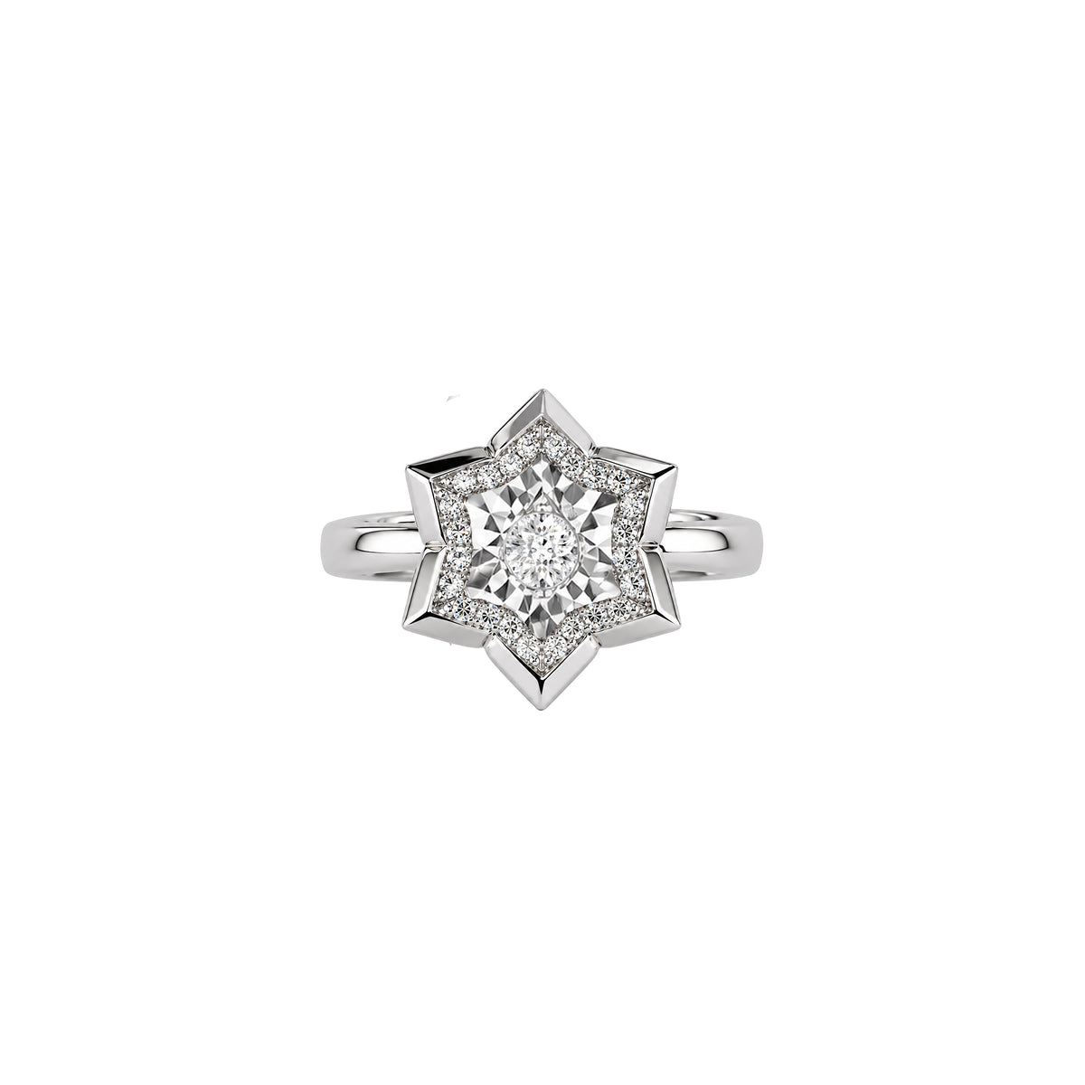 Star Shaped Diamond Ring in white gold by Caleums