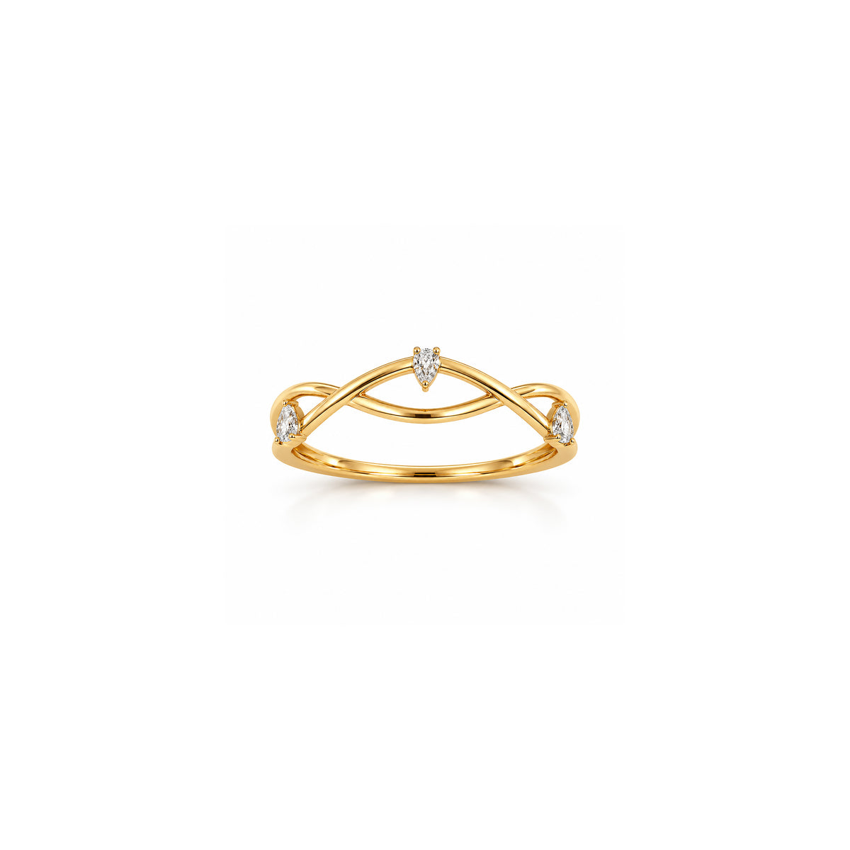 Twist Ring with Pear Diamonds in yellow gold by Caleums