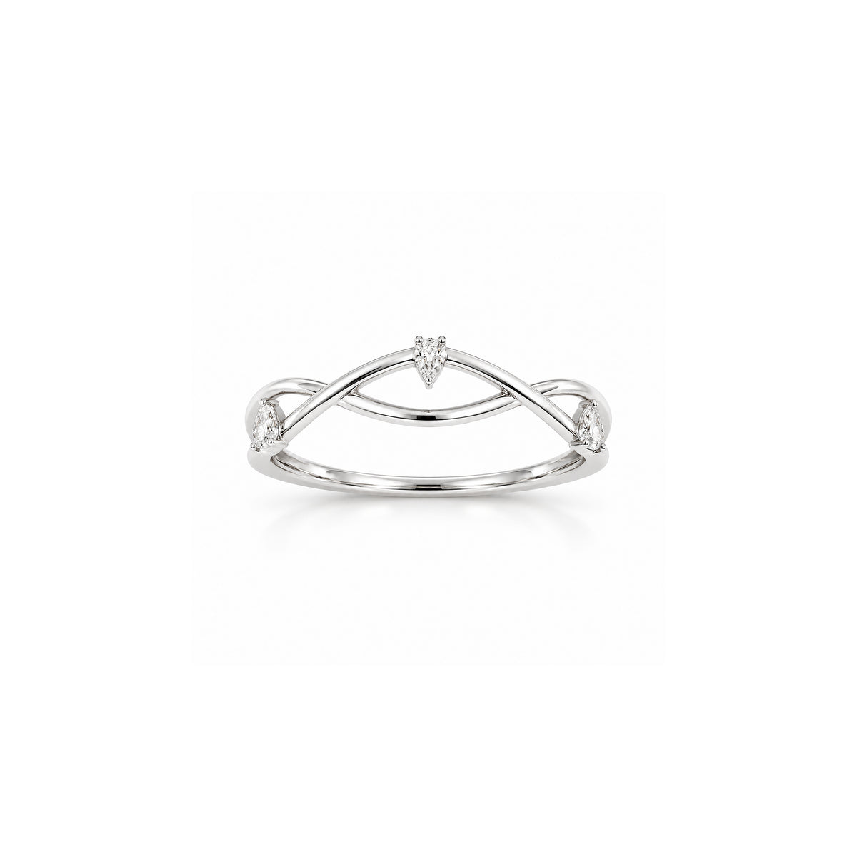 Twist Ring with Pear Diamonds in white gold by Caleums