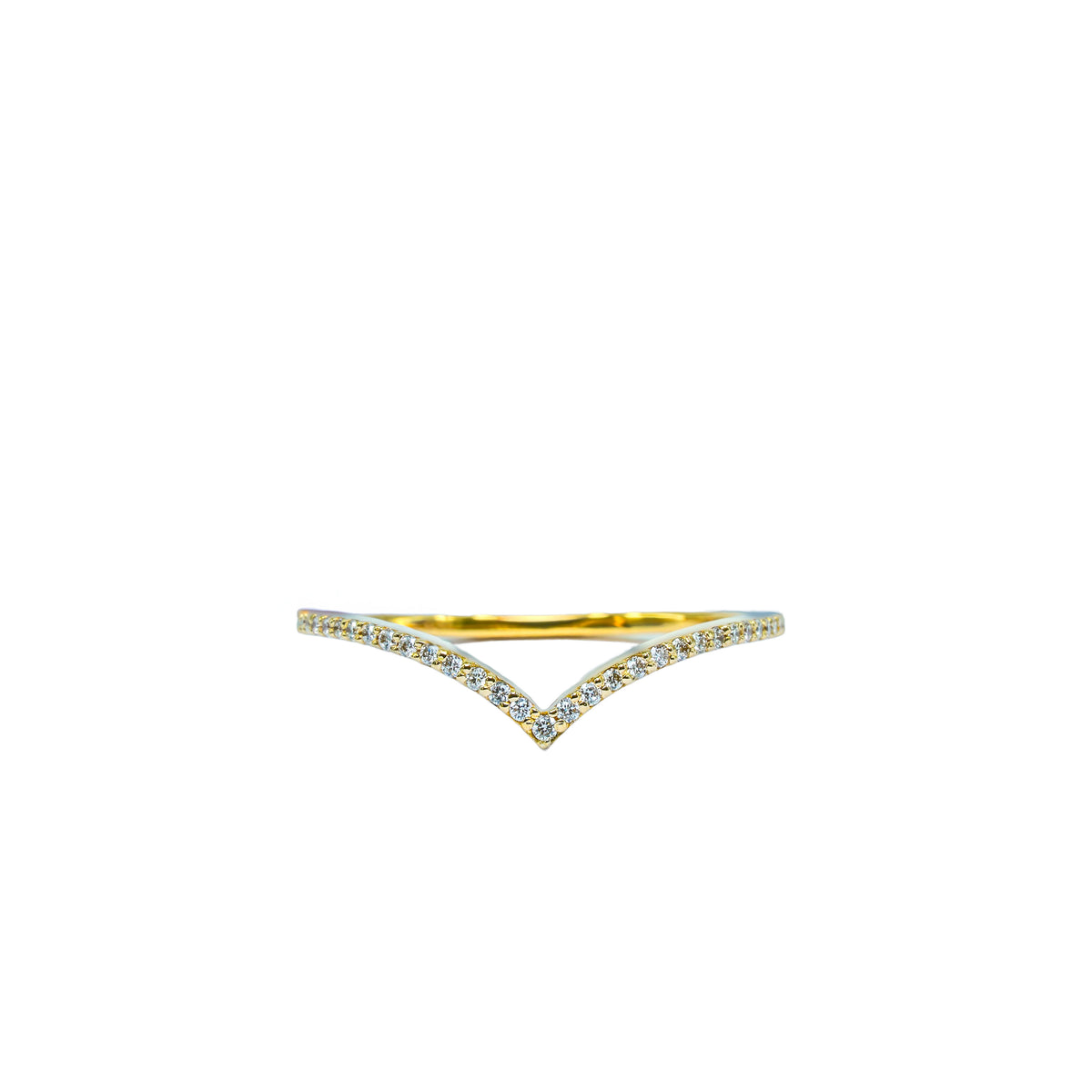 18K Gold Diamond Wishbone Ring