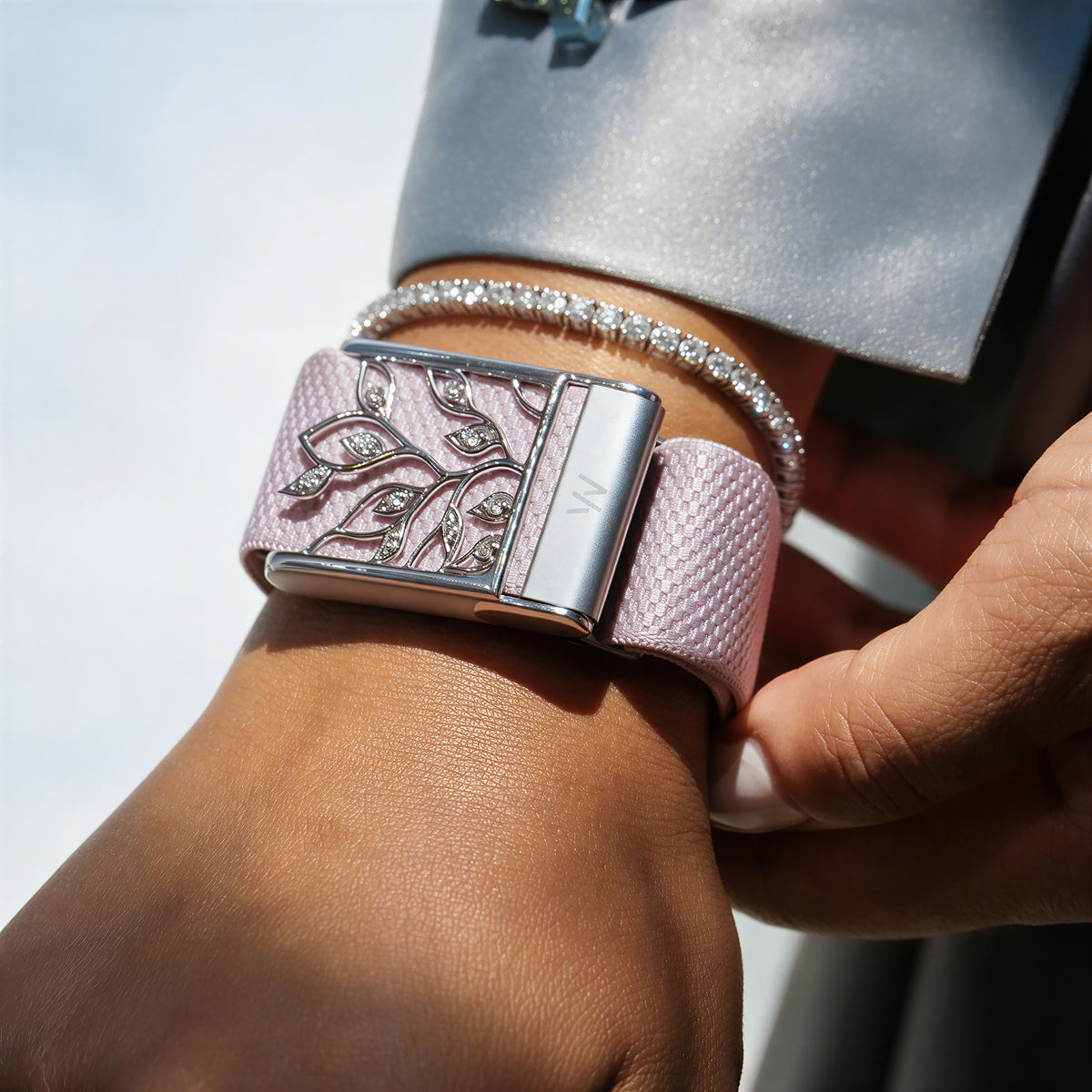 IVY LEAF WHOOP COVER | SILVER AND LAB GROWN DIAMONDS