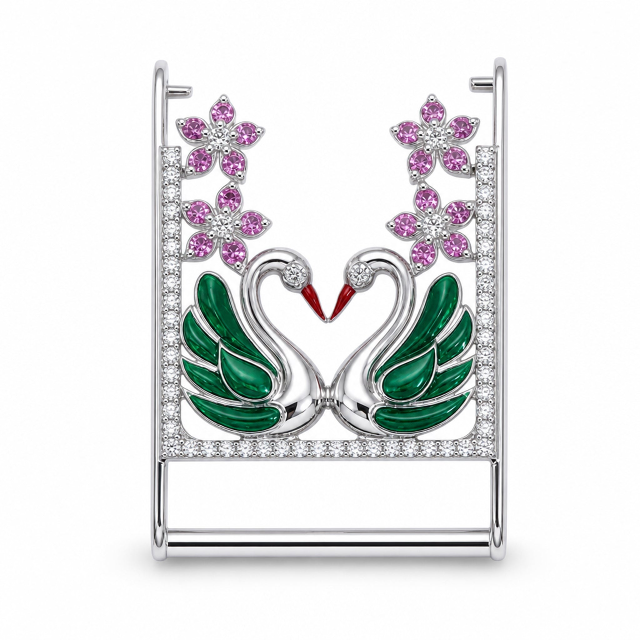 Swan Whoop Cover | Sterling Silver, Emerald, Pink Sapphire and Lab Grown Diamond