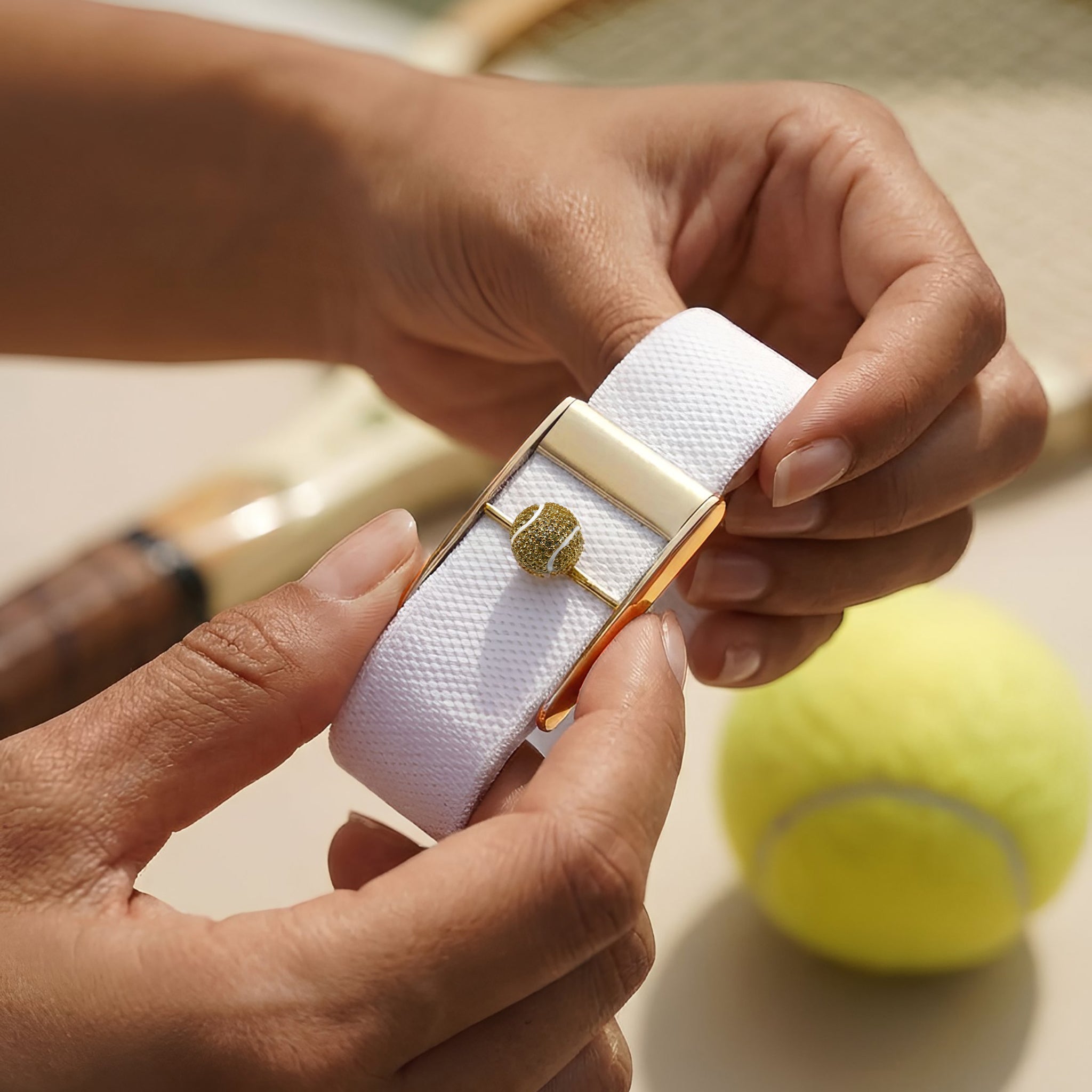 Bespoke Tennis Ball Whoop Accessory | 18K Yellow Gold & Diamonds