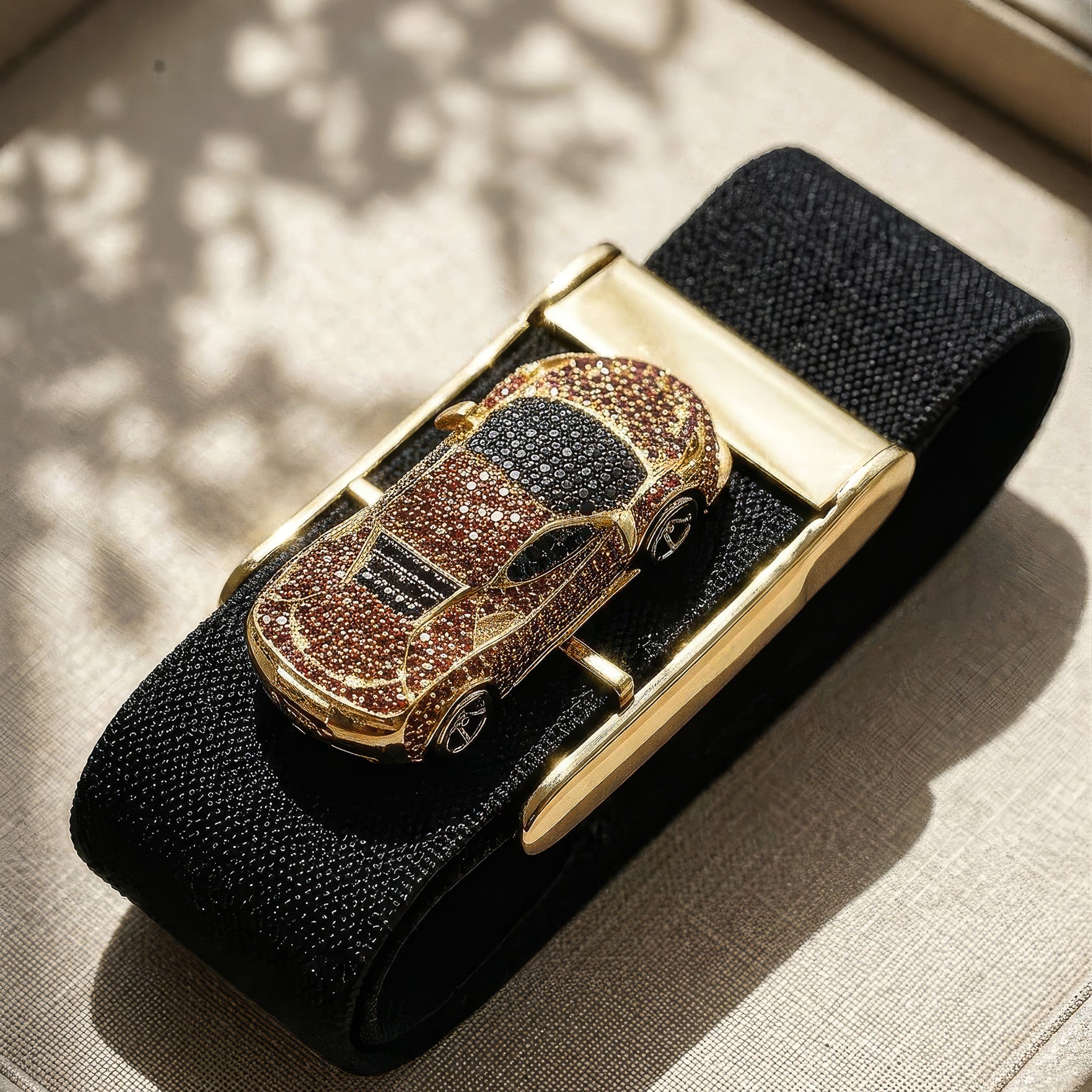 Bespoke Ferrari Whoop Accessory | 18K Yellow Gold, Red Sapphires & Black Diamonds