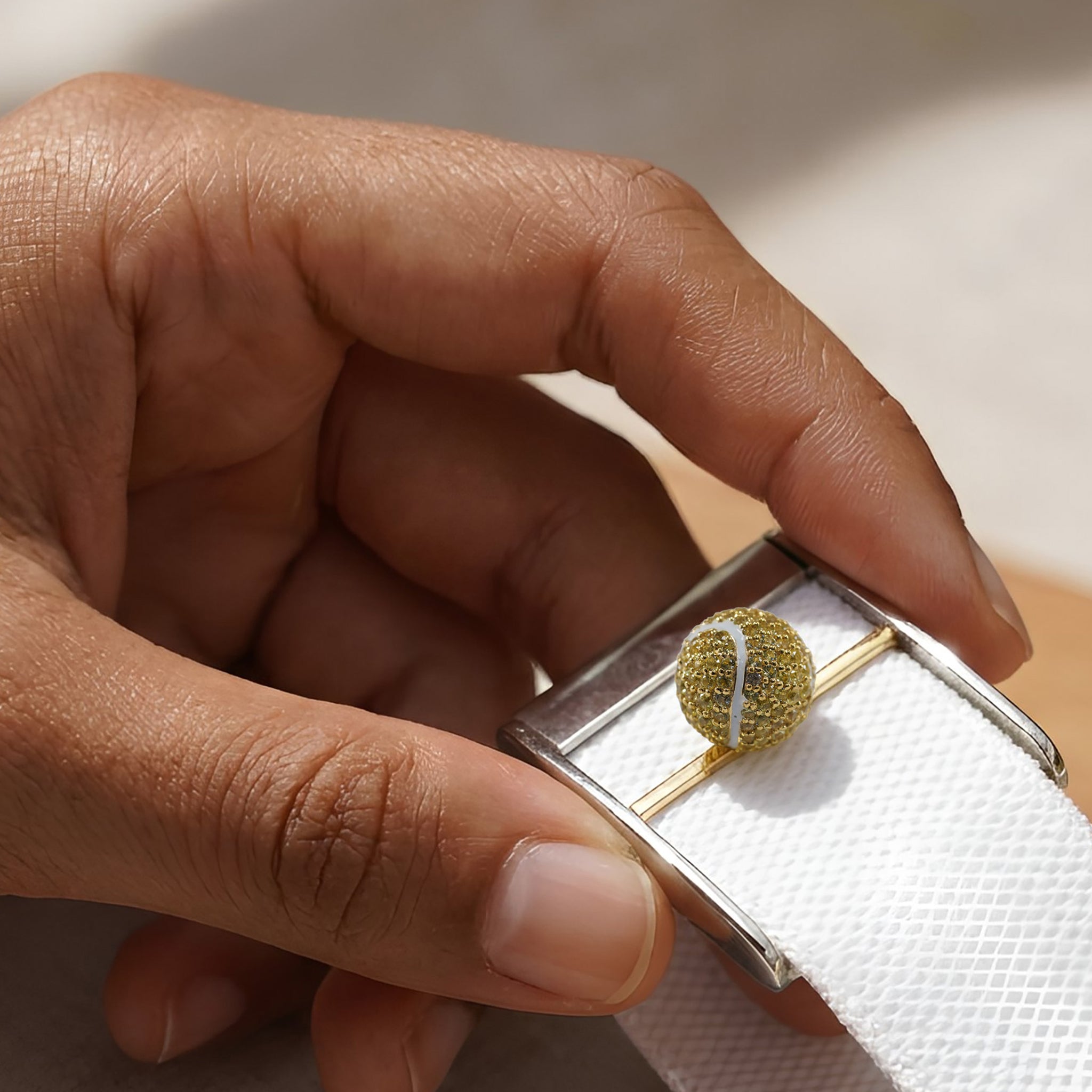 Bespoke Tennis Ball Whoop Accessory | 18K Yellow Gold & Diamonds