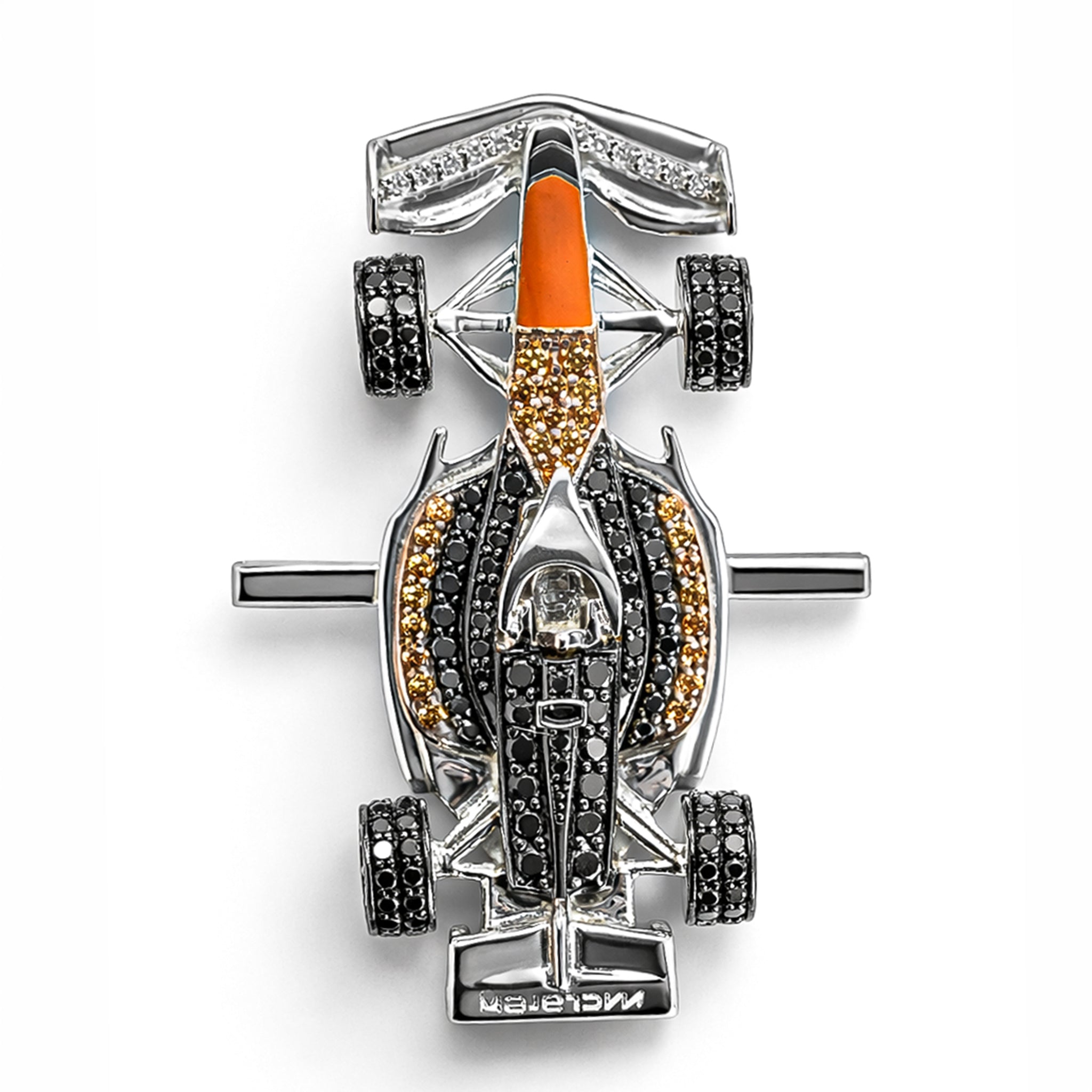 Bespoke McLaren F1 Whoop Accessory | 18K White Gold, Black & Yellow Diamonds