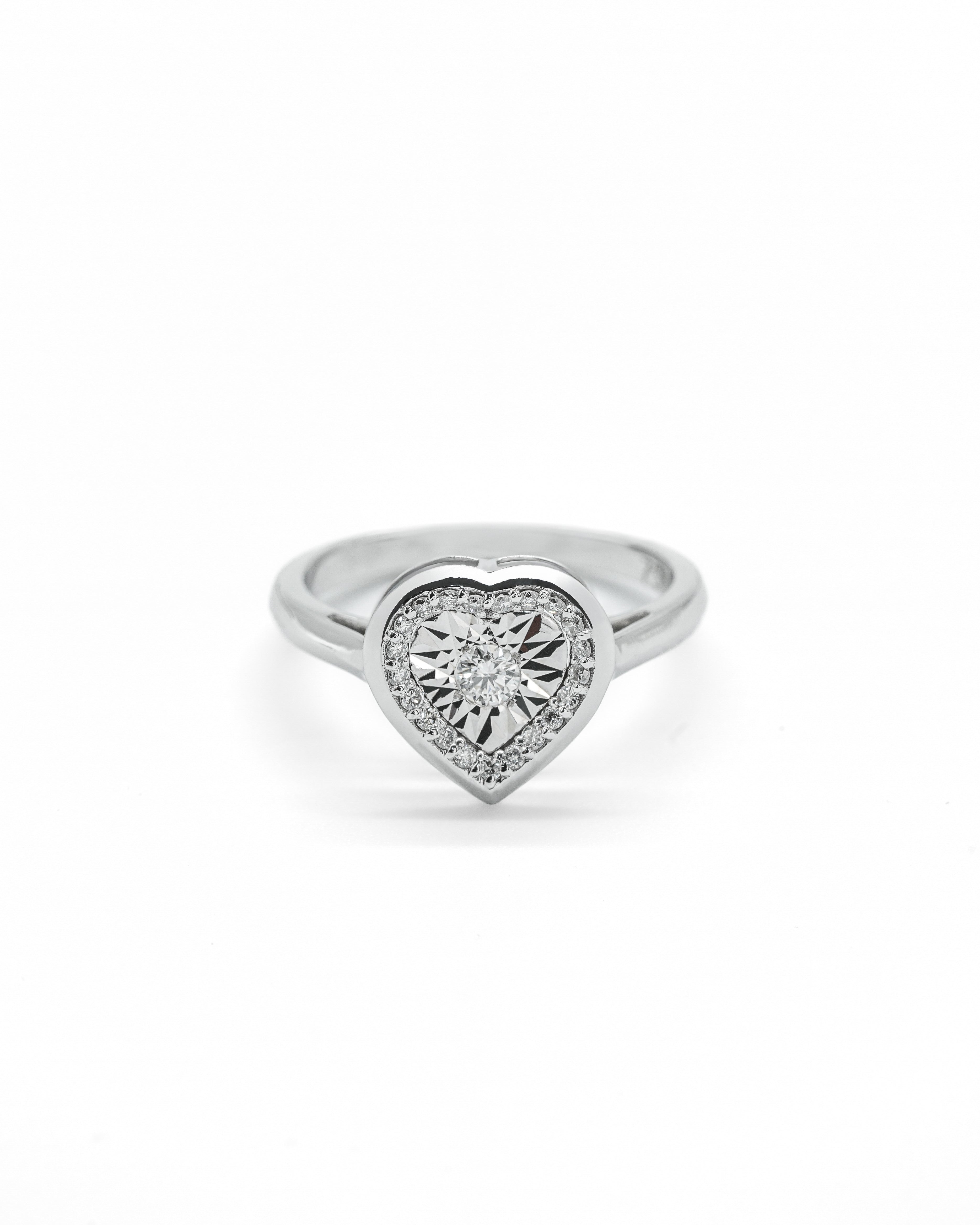 Heart Shaped White Gold Diamond Ring
