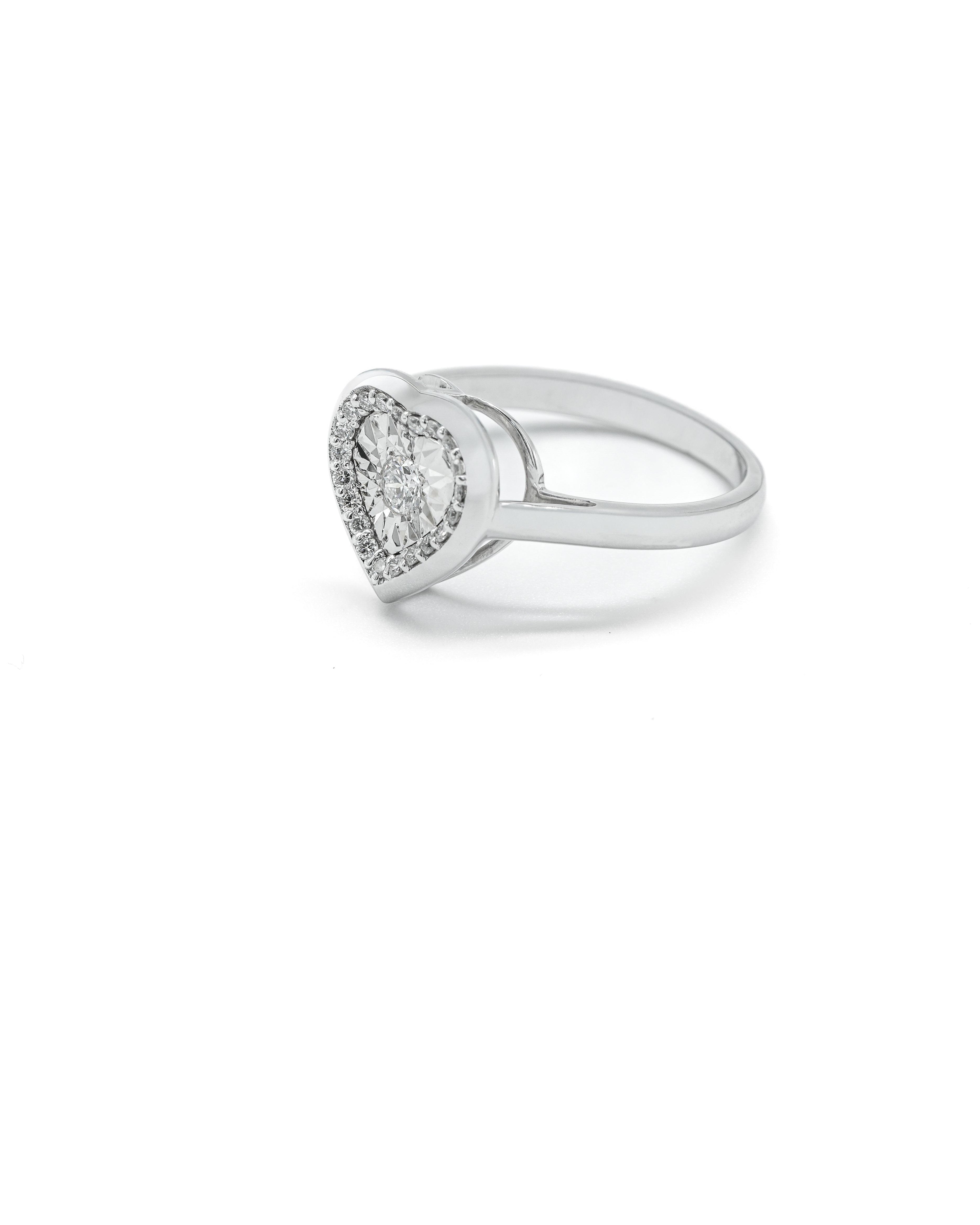 Heart Shaped White Gold Diamond Ring