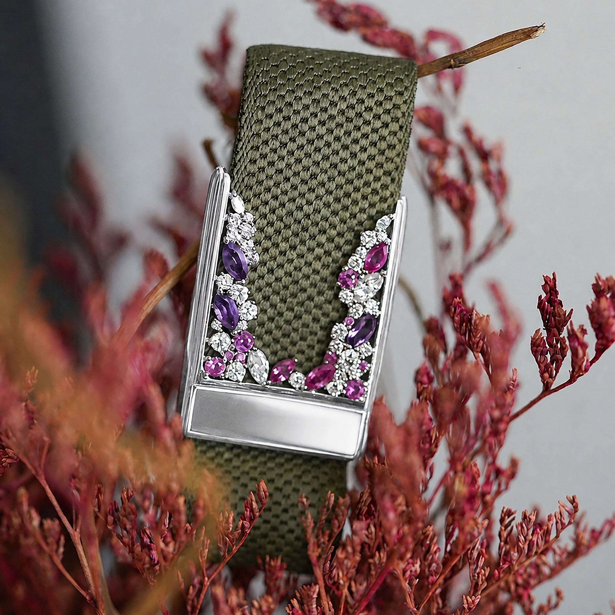 Arch Whoop Cover | Sterling Silver, Pink Sapphire and Lab Grown Diamond, view 2