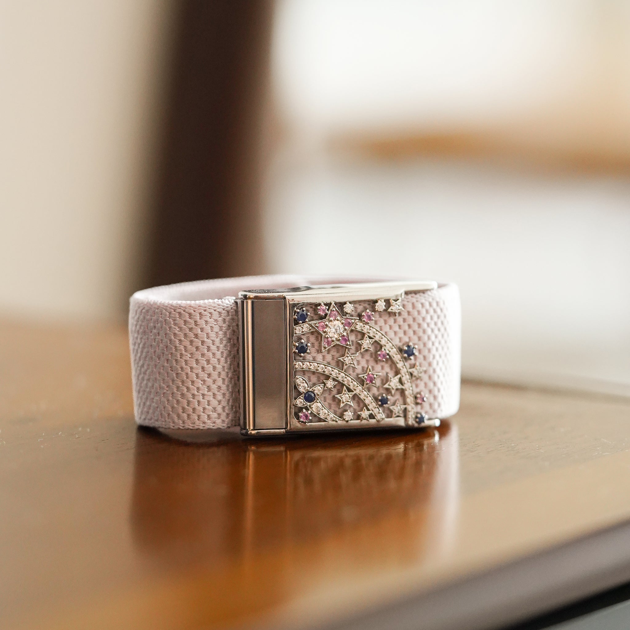 Shooting Star Whoop Cover | Sterling Silver, Pink Sapphire, Blue Sapphire and Lab Grown Diamond, view 4
