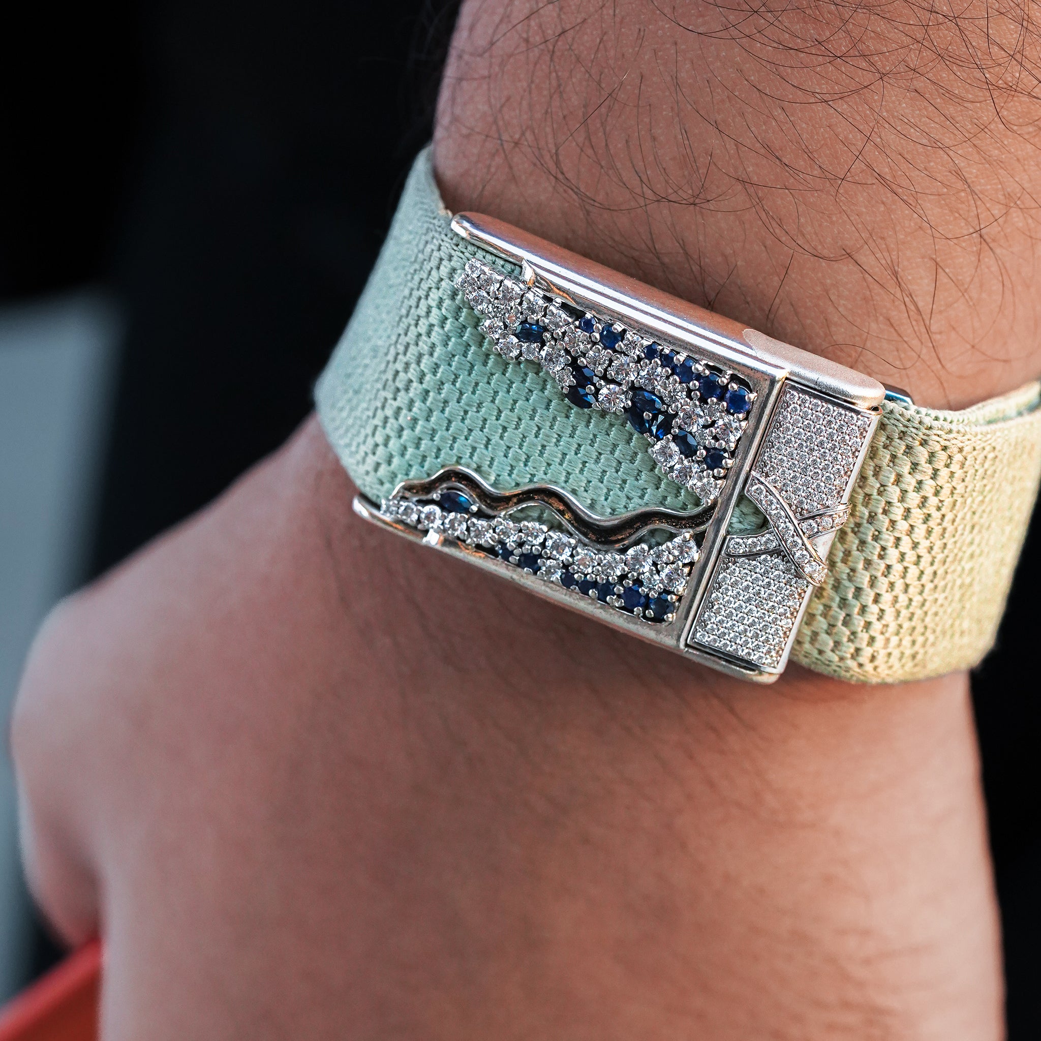 Wave Whoop Cover | Sterling Silver, Blue Sapphire and Lab Grown Diamond
