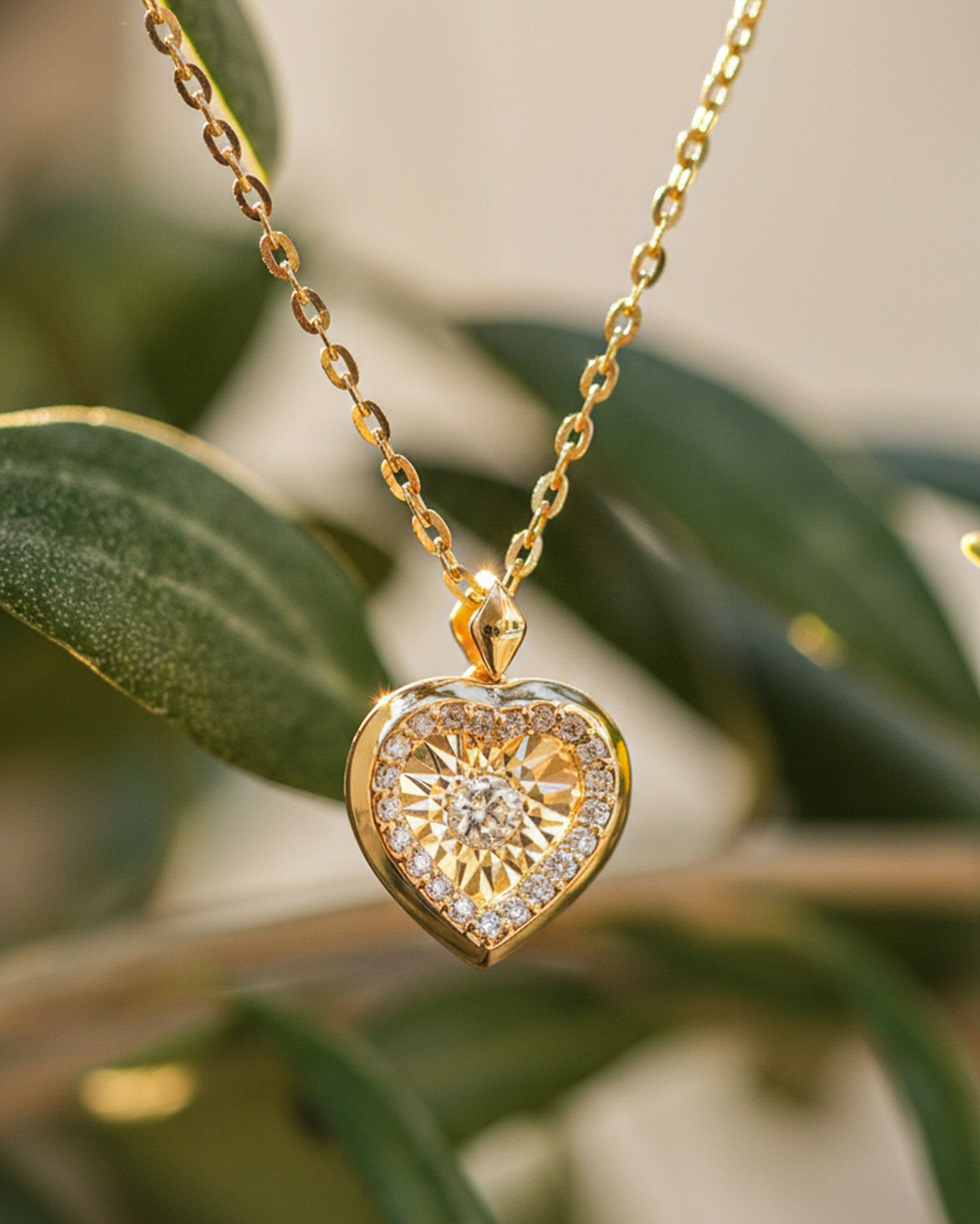 Heart Shaped Gold Diamond Necklace