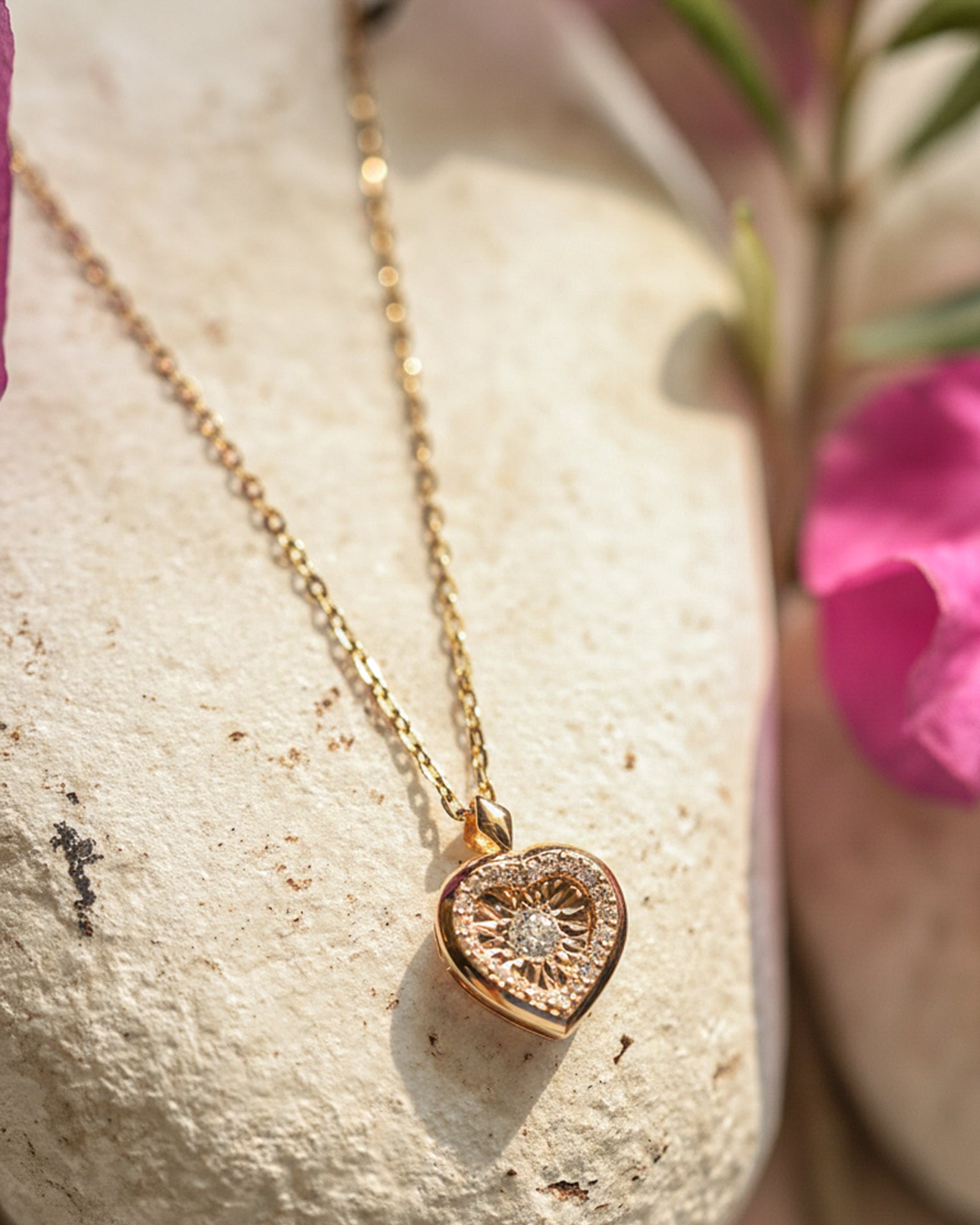 Heart Shaped Gold Diamond Necklace