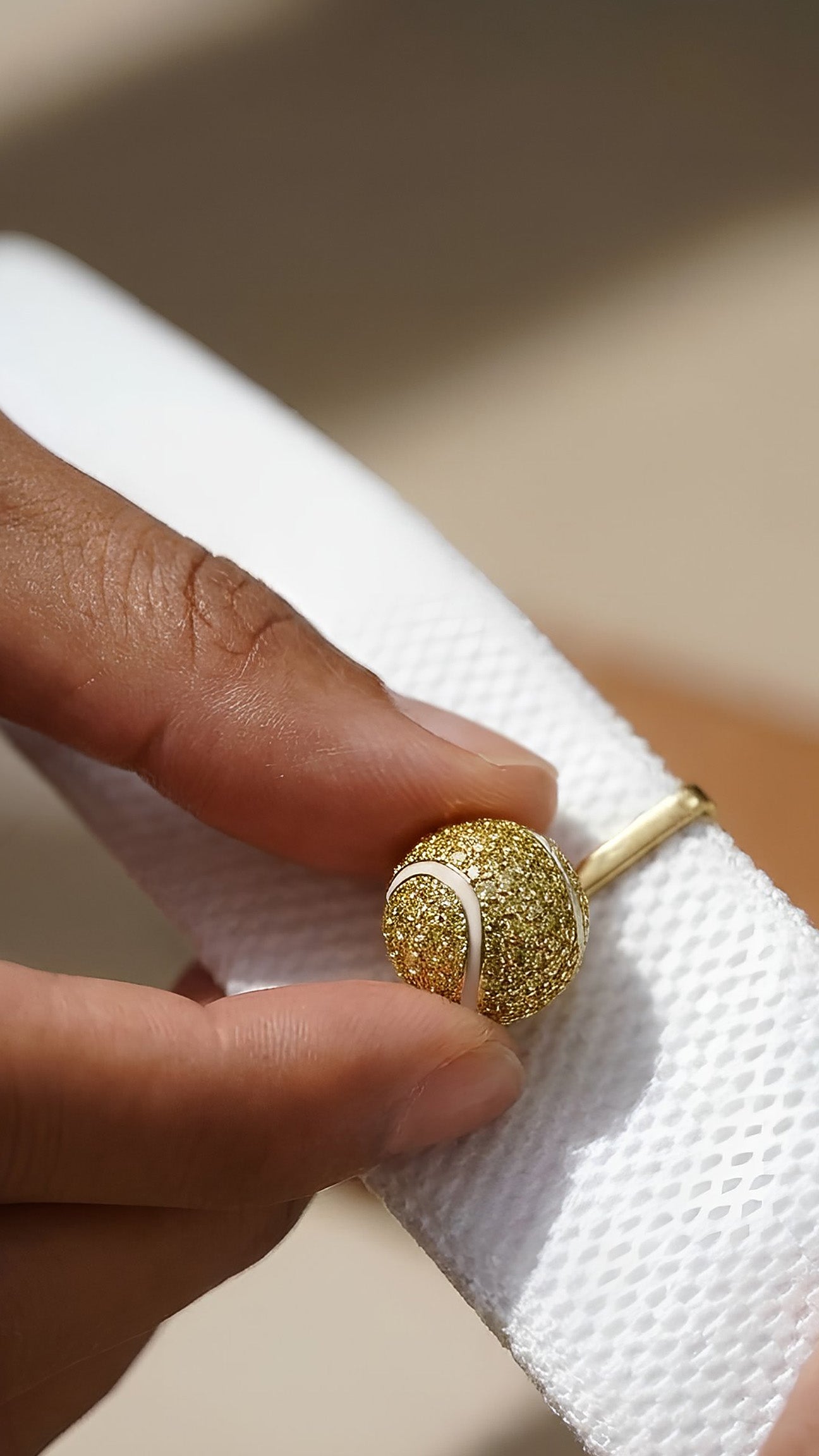 Bespoke Tennis Ball Whoop Accessory | 18K Yellow Gold & Diamonds