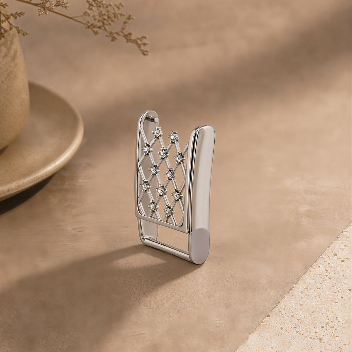 QUILTED WHOOP COVER | STERLING SILVER AND LAB GROWN DIAMOND