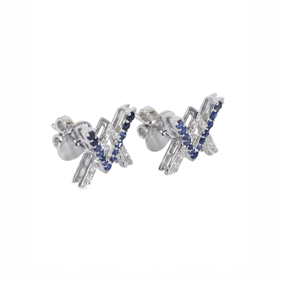 Diamond & Pink Sapphire Emblem Earrings, view 4