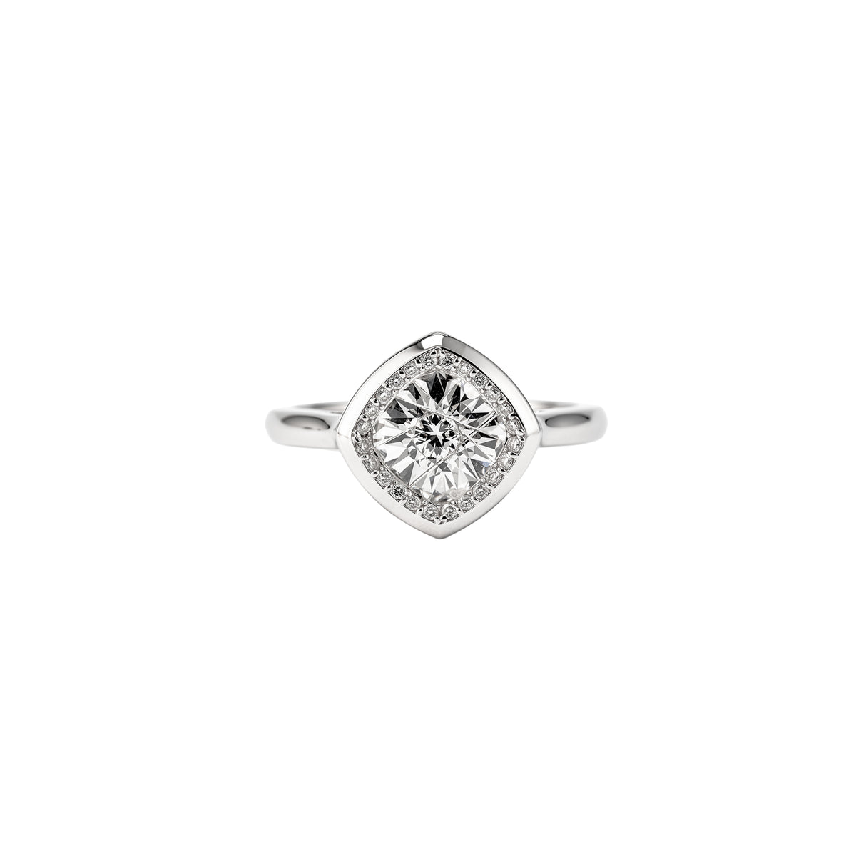 Cushion Shaped Diamond Ring in white gold by Caleums