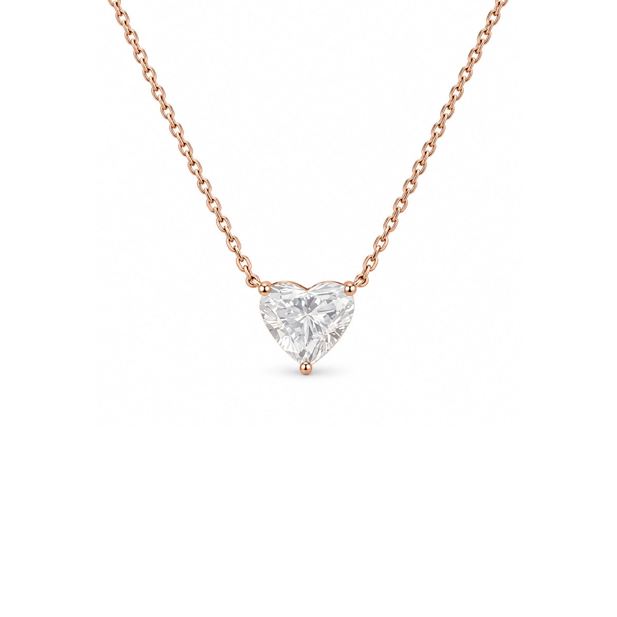 Heart Diamond Solitaire Necklace in rose gold by Caleums