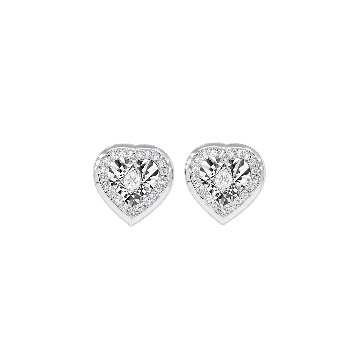 Heart Shaped Diamond Studs in white gold by Caleums