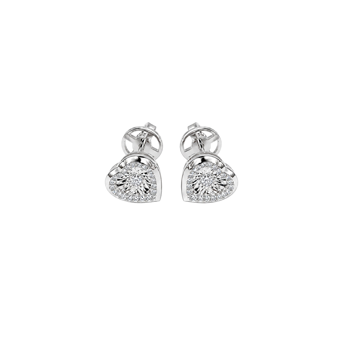 Heart Shaped Diamond Studs in white gold by Caleums