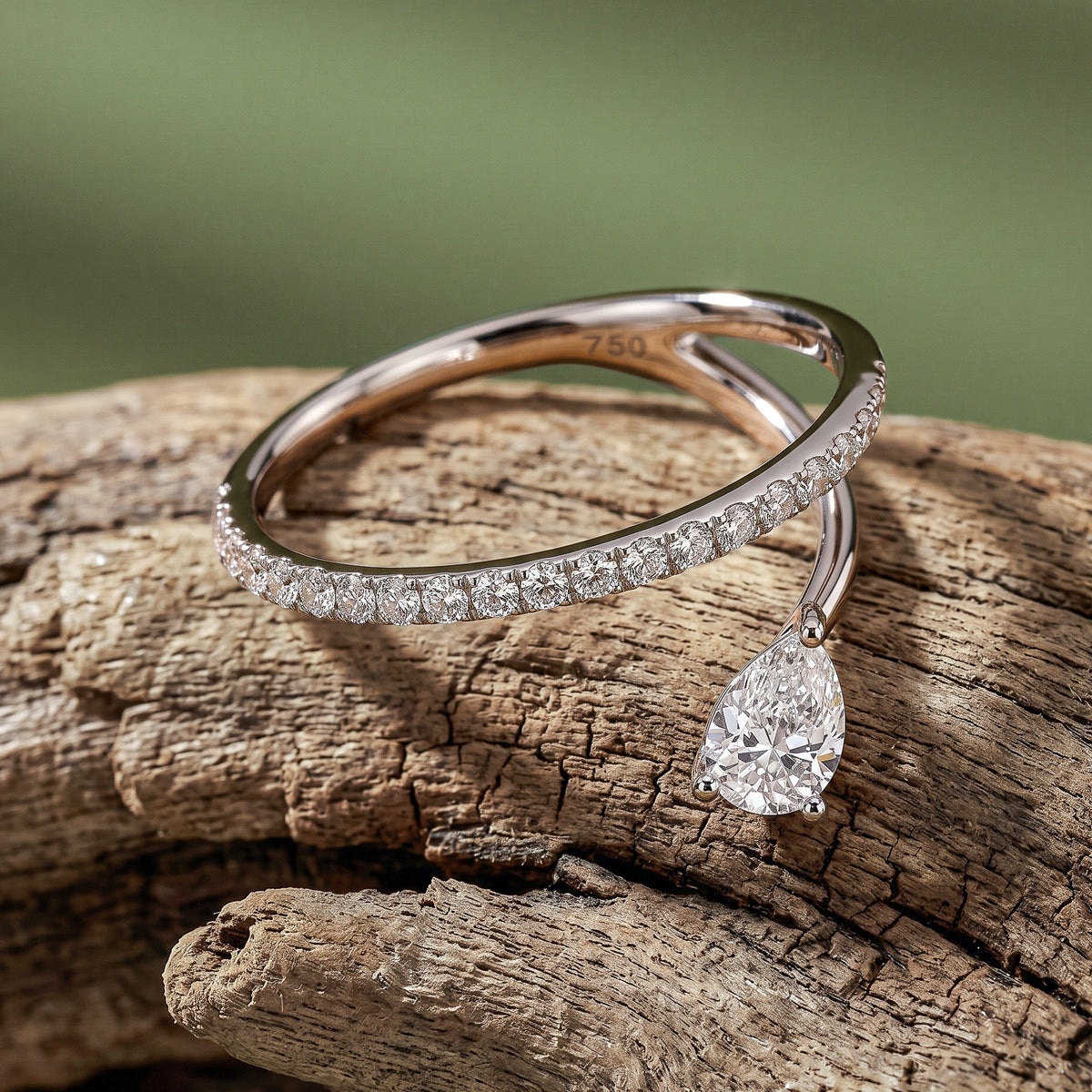 Hidden Orbit natural diamond ring in 18K white gold