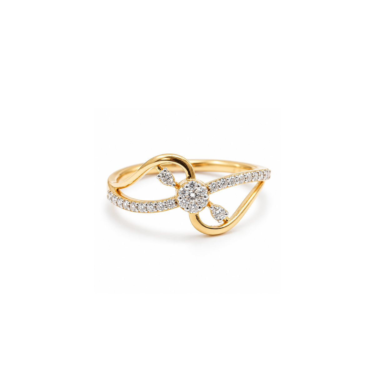 Infinity Swirl Diamond Ring in yellow gold by Caleums