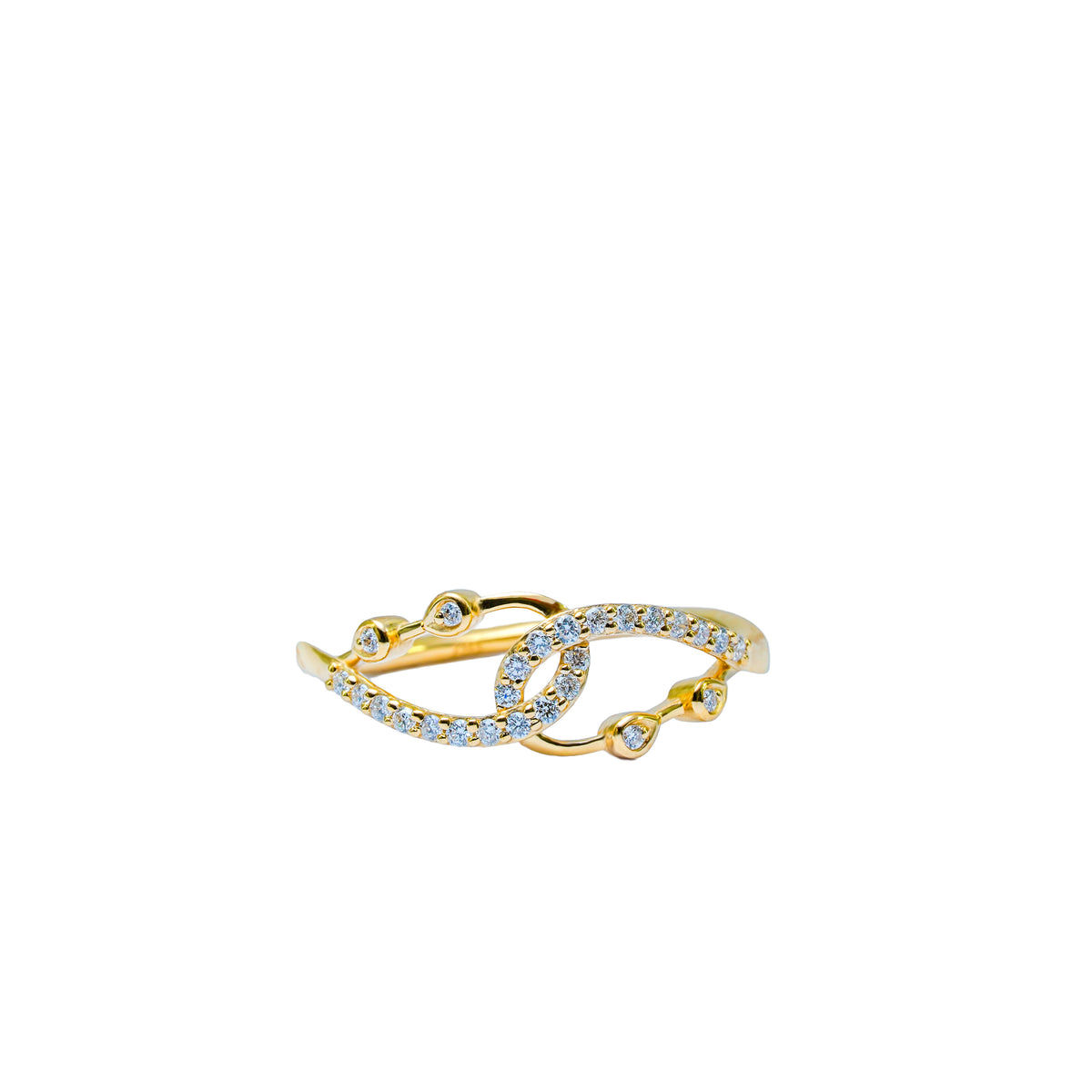 18K Gold Diamond Interlocking Loop Ring