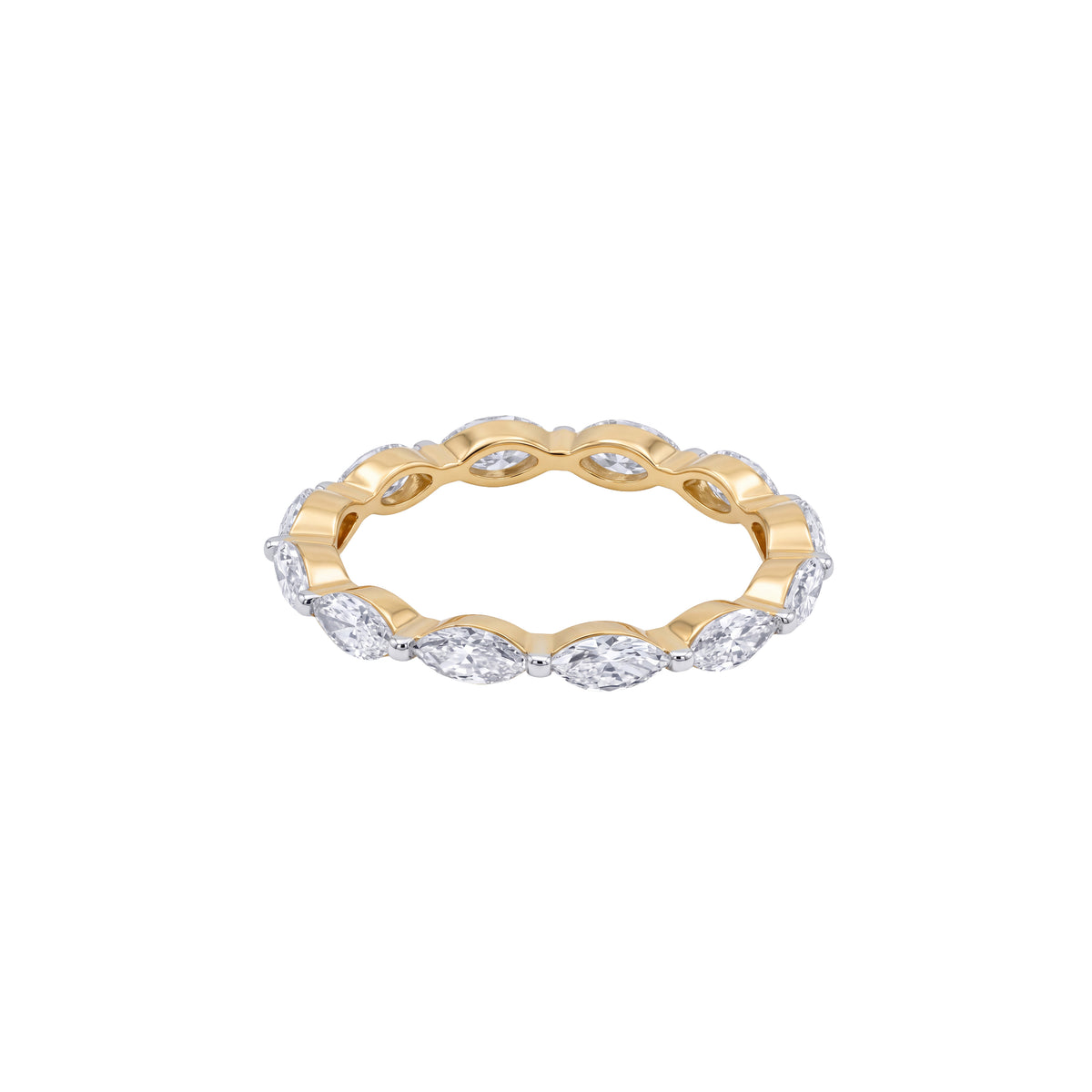Marquise Diamond Eternity Ring in yellow gold by Caleums