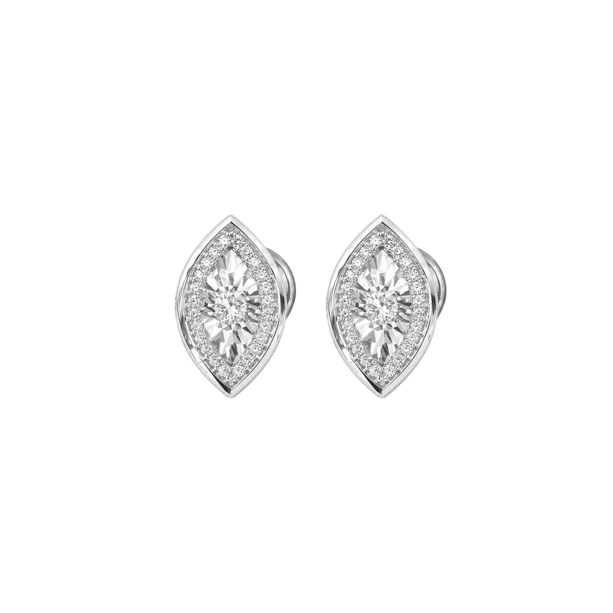 Marquise Shaped Diamond Studs in white gold by Caleums