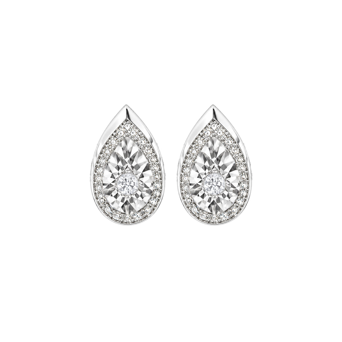 Pear Shaped Diamond Studs in white gold by Caleums