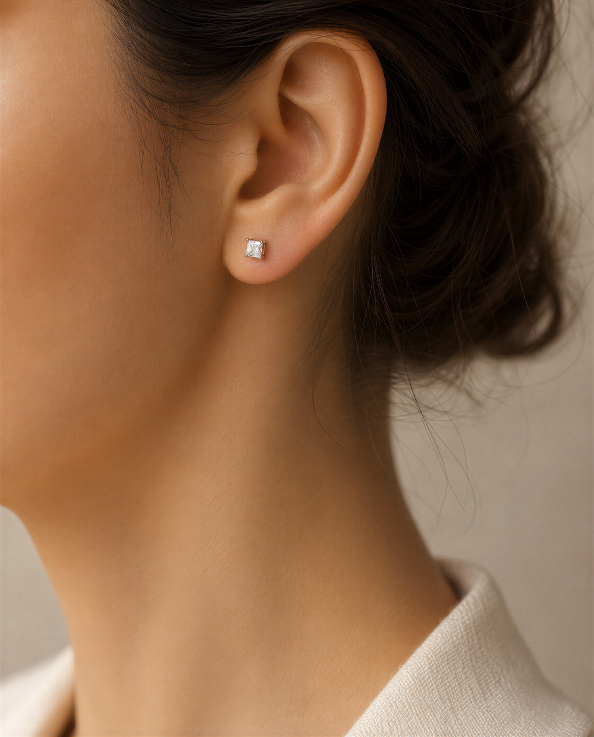 Solitaire Diamond Single Stud, view 2